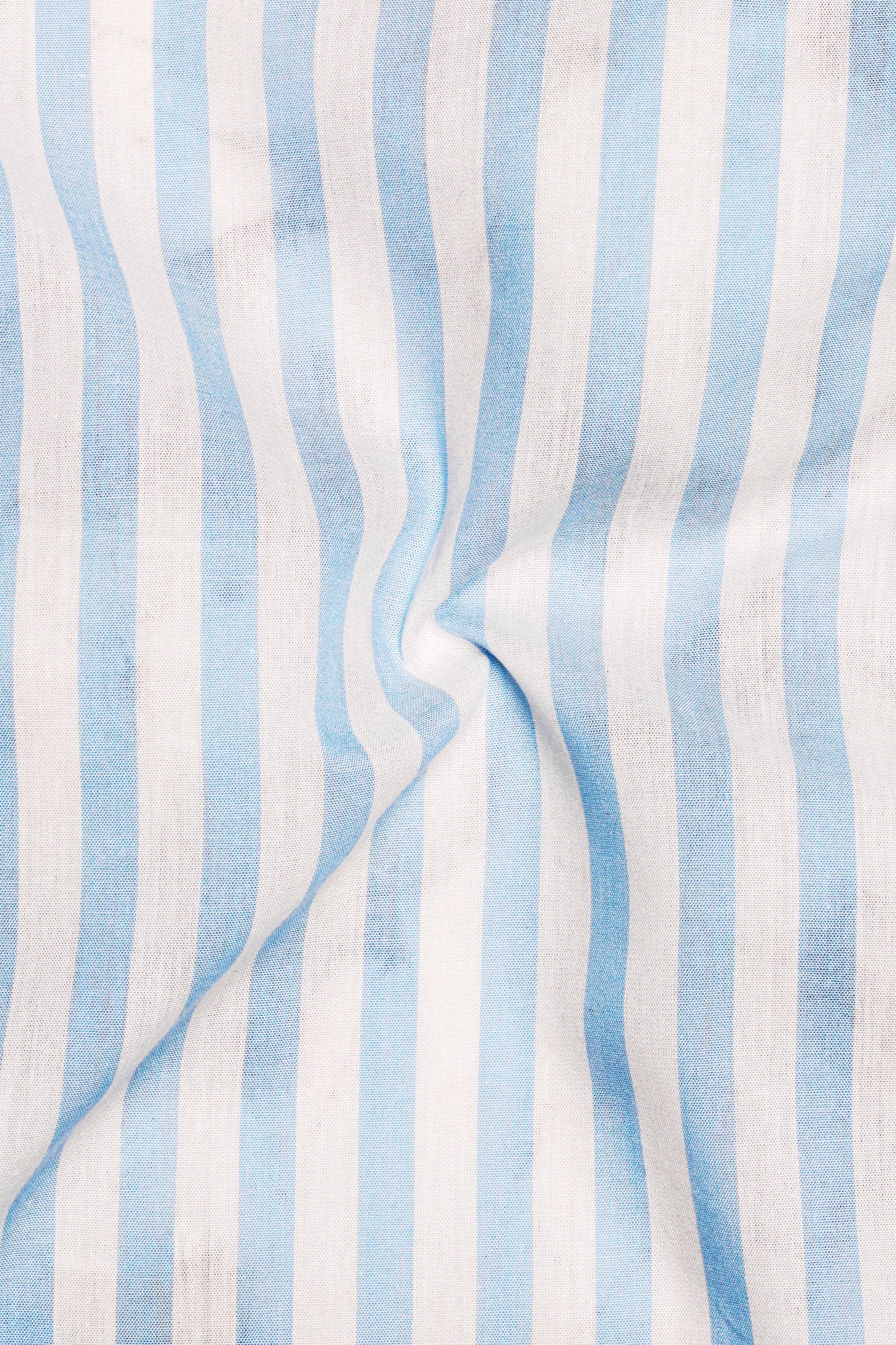 Bright White and Blizzard Blue Striped Premium Cotton Kurta Shirt
