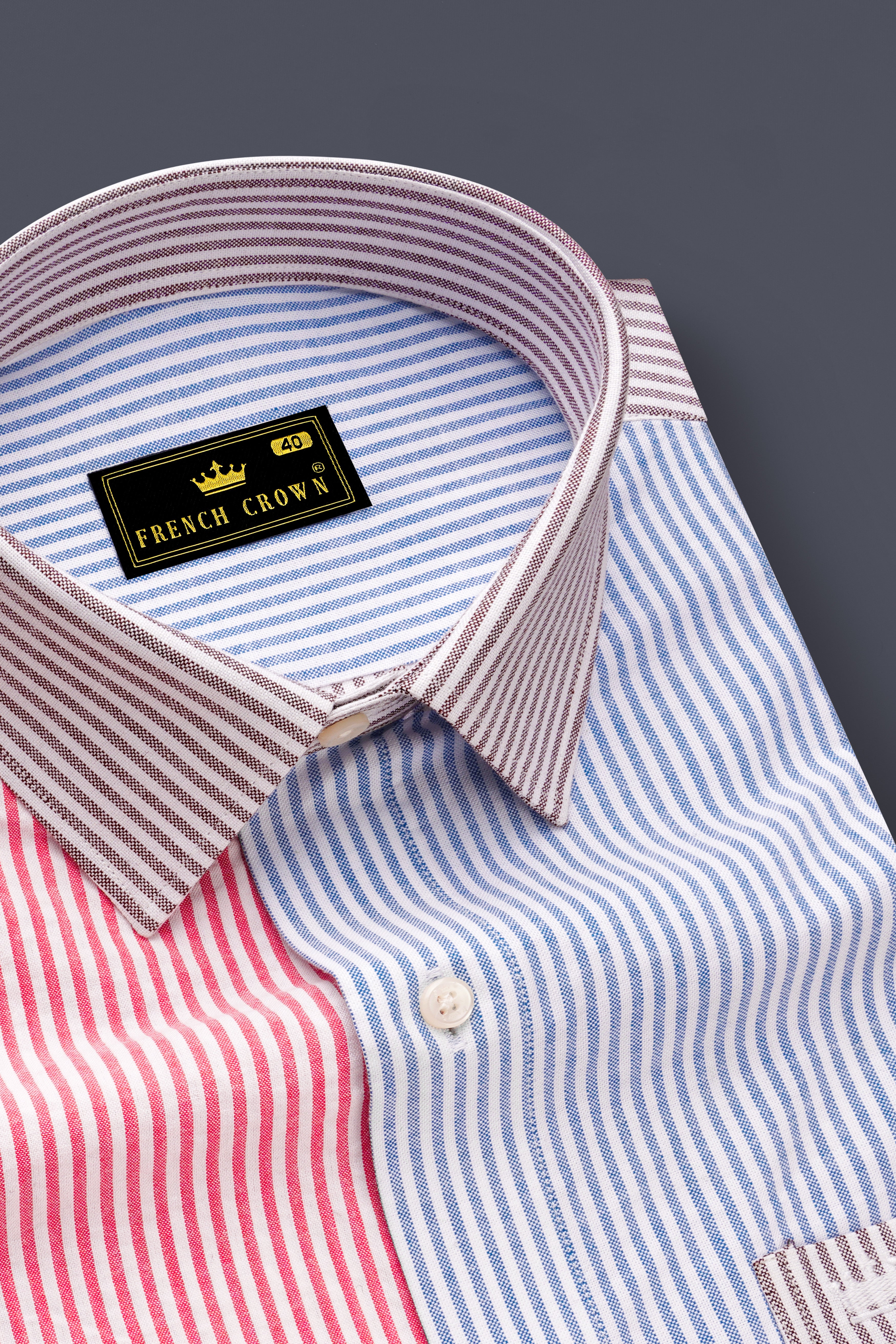 Mariner Blue and Pink Multicolour Striped Premium Cotton Designer Shirt