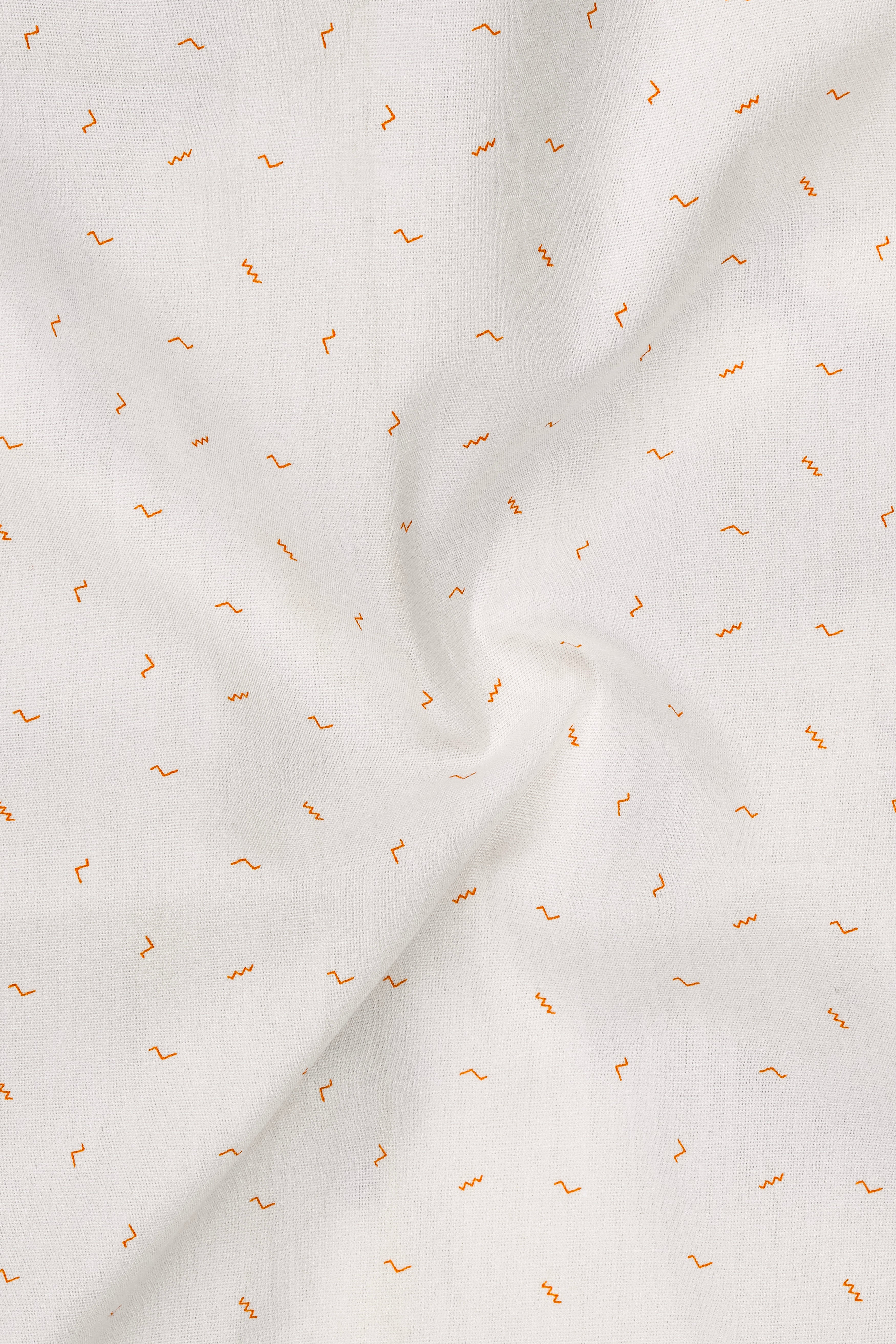 Off White Twill Printed Premium Cotton Shirt