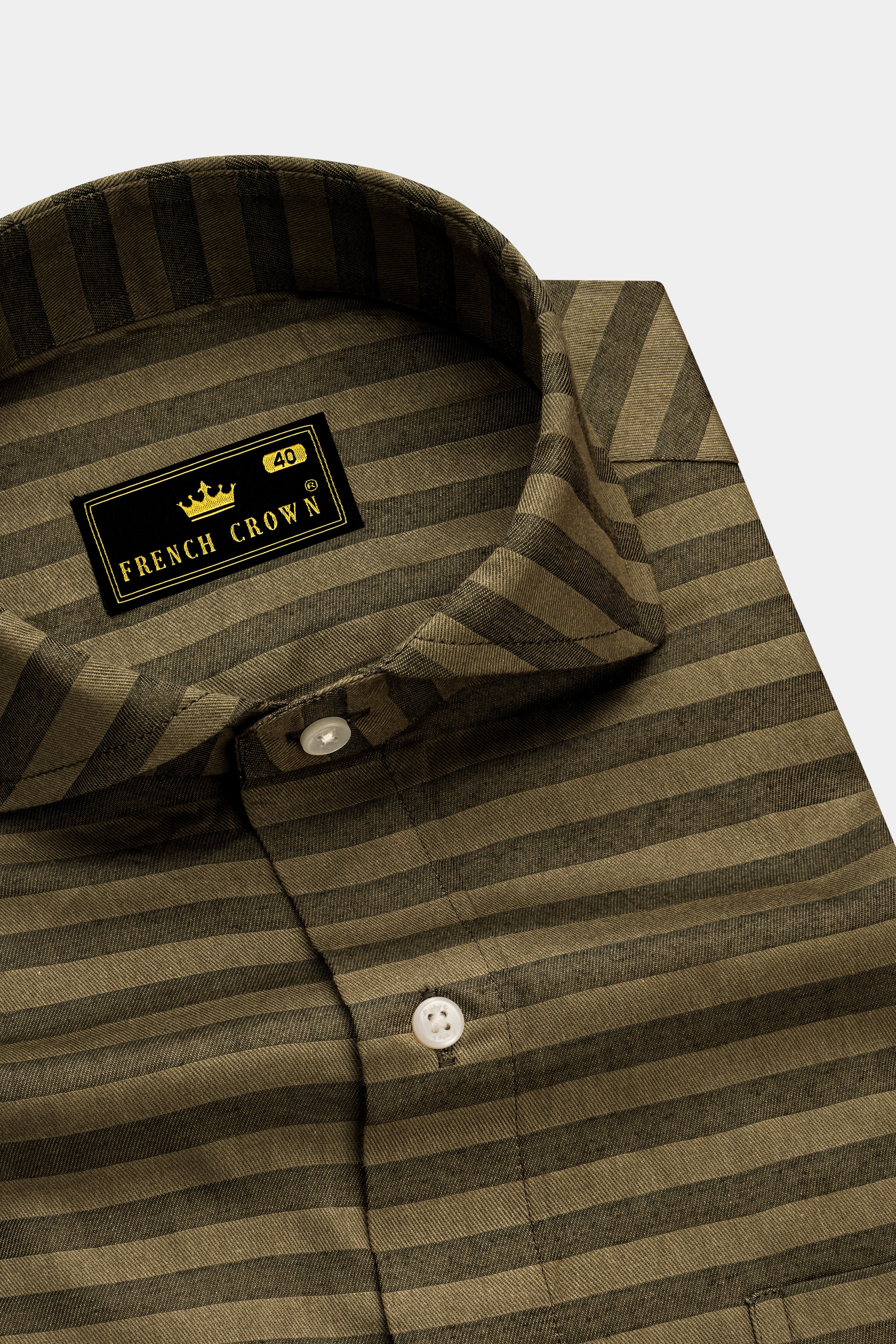 Pine Cone Brown Striped Twill Textured Premium Cotton Shirt