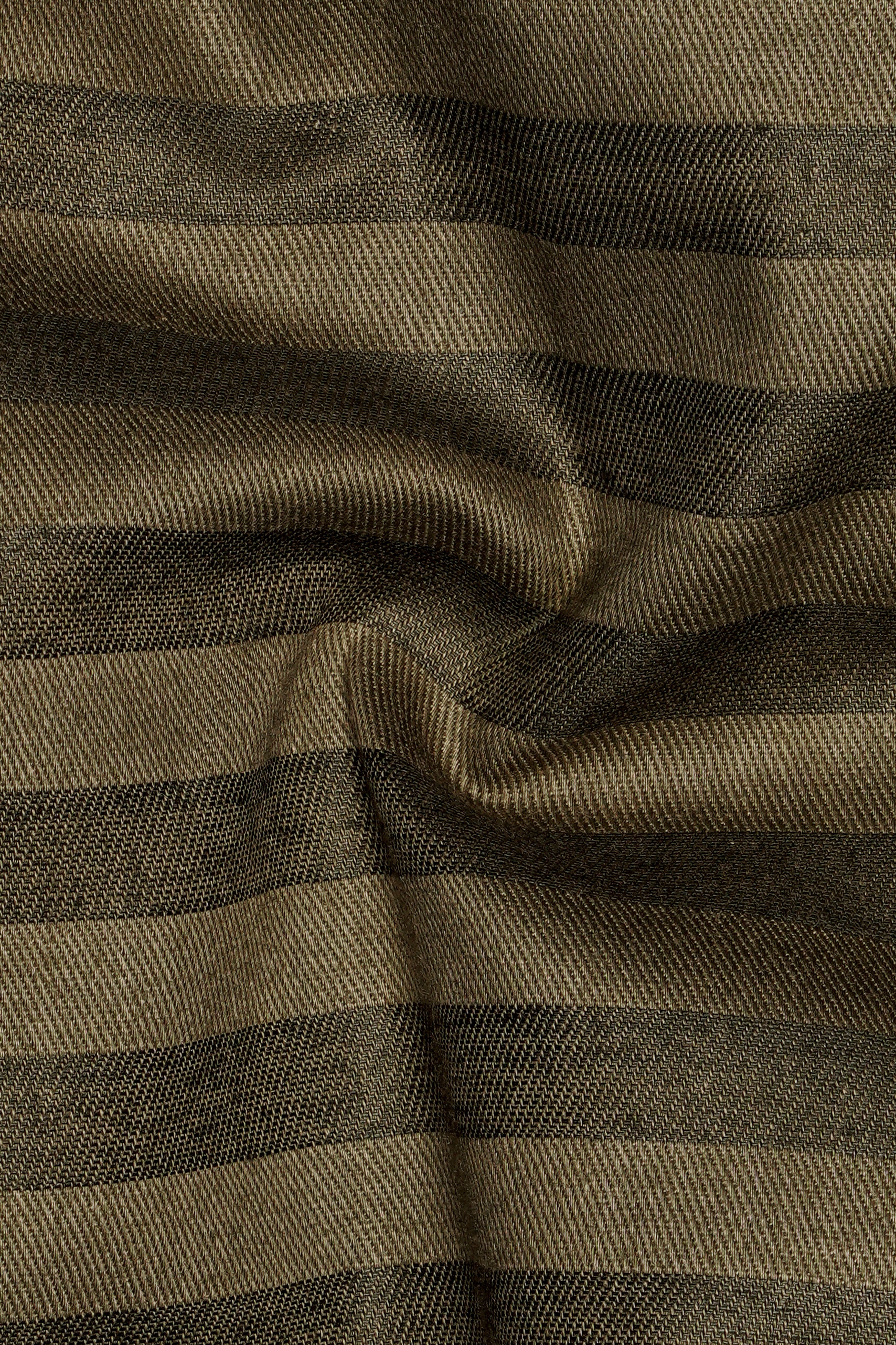 Pine Cone Brown Striped Twill Textured Premium Cotton Shirt