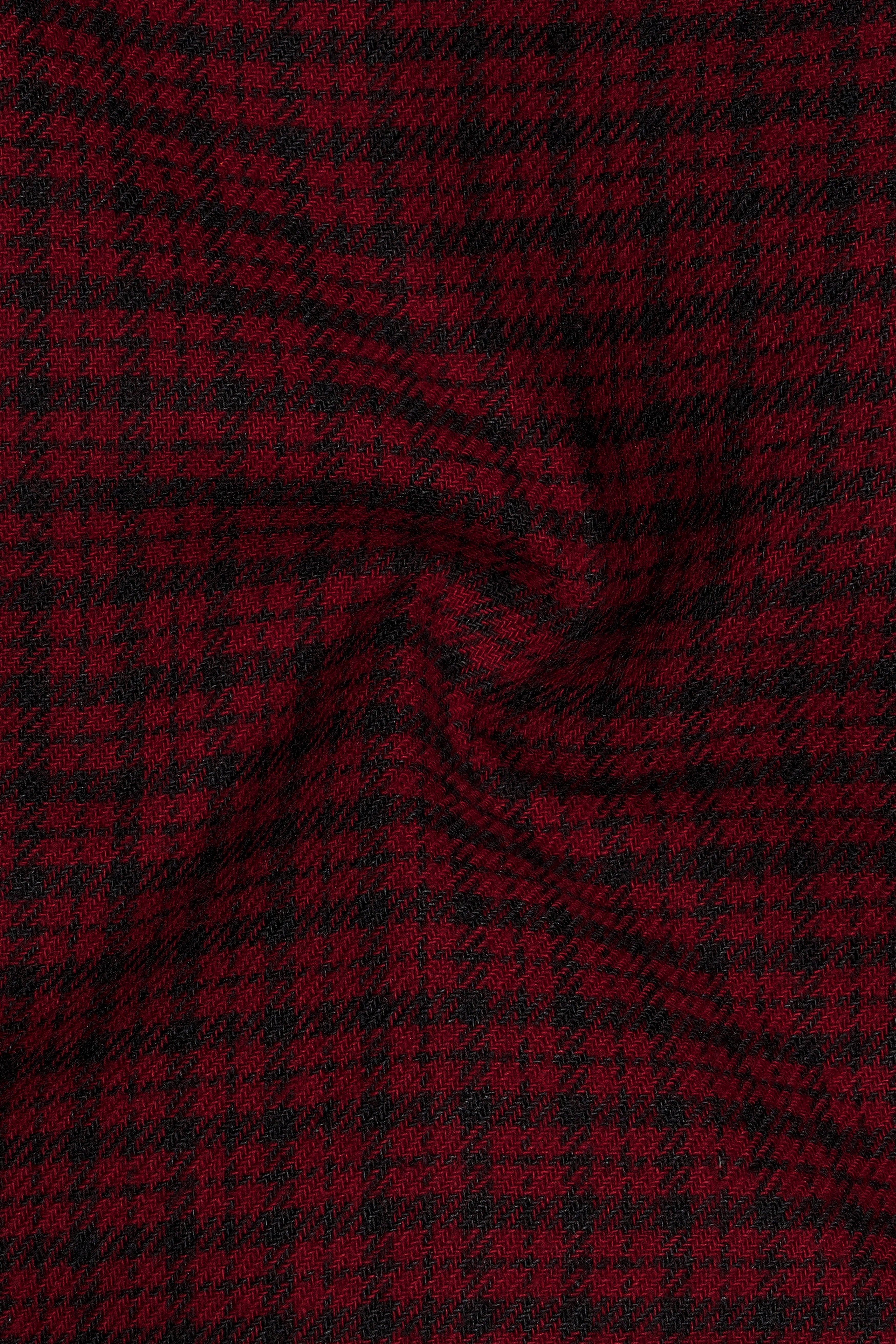 Claret Red Checkered and Black Premium Flannel Designer Shirt