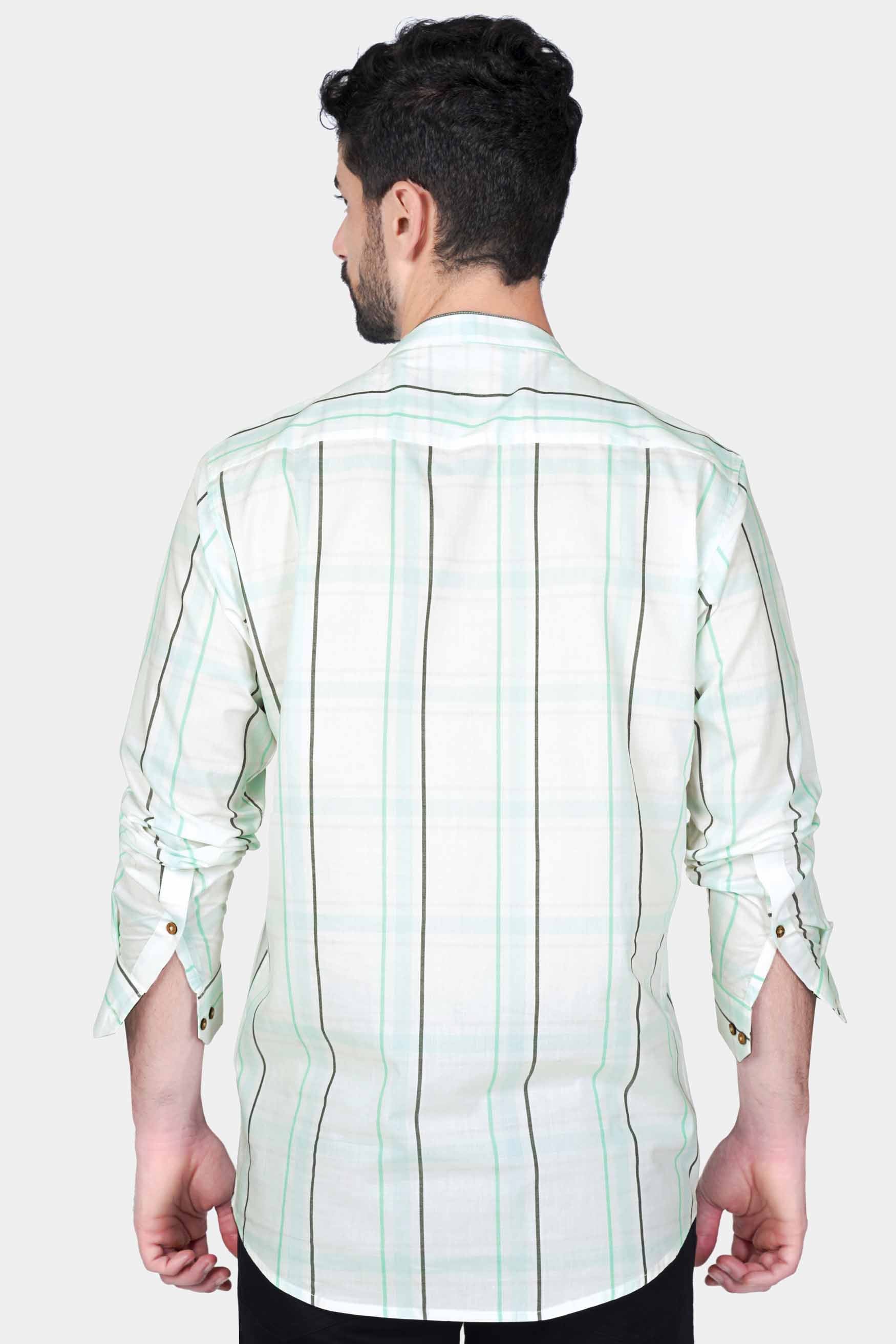 Bright White with Cruise Green and Iridium Gray Striped with Alien Patchwork Premium Cotton Designer Kurta Shirt 8181-KS-E336-38, 8181-KS-E336-H-38, 8181-KS-E336-39, 8181-KS-E336-H-39, 8181-KS-E336-40, 8181-KS-E336-H-40, 8181-KS-E336-42, 8181-KS-E336-H-42, 8181-KS-E336-44, 8181-KS-E336-H-44, 8181-KS-E336-46, 8181-KS-E336-H-46, 8181-KS-E336-48, 8181-KS-E336-H-48, 8181-KS-E336-50, 8181-KS-E336-H-50, 8181-KS-E336-52, 8181-KS-E336-H-52