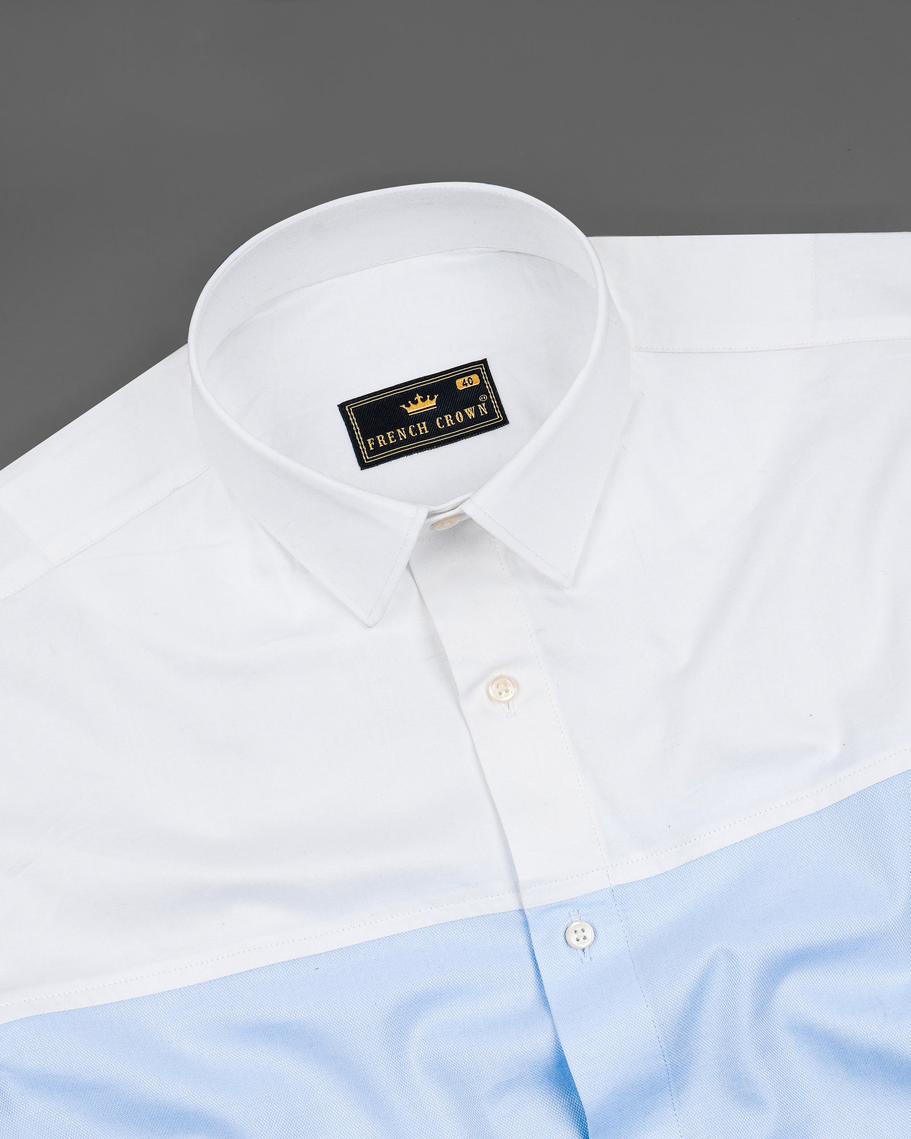Perano Blue and Bright White Dobby Textured Premium Giza Cotton Designer Shirt