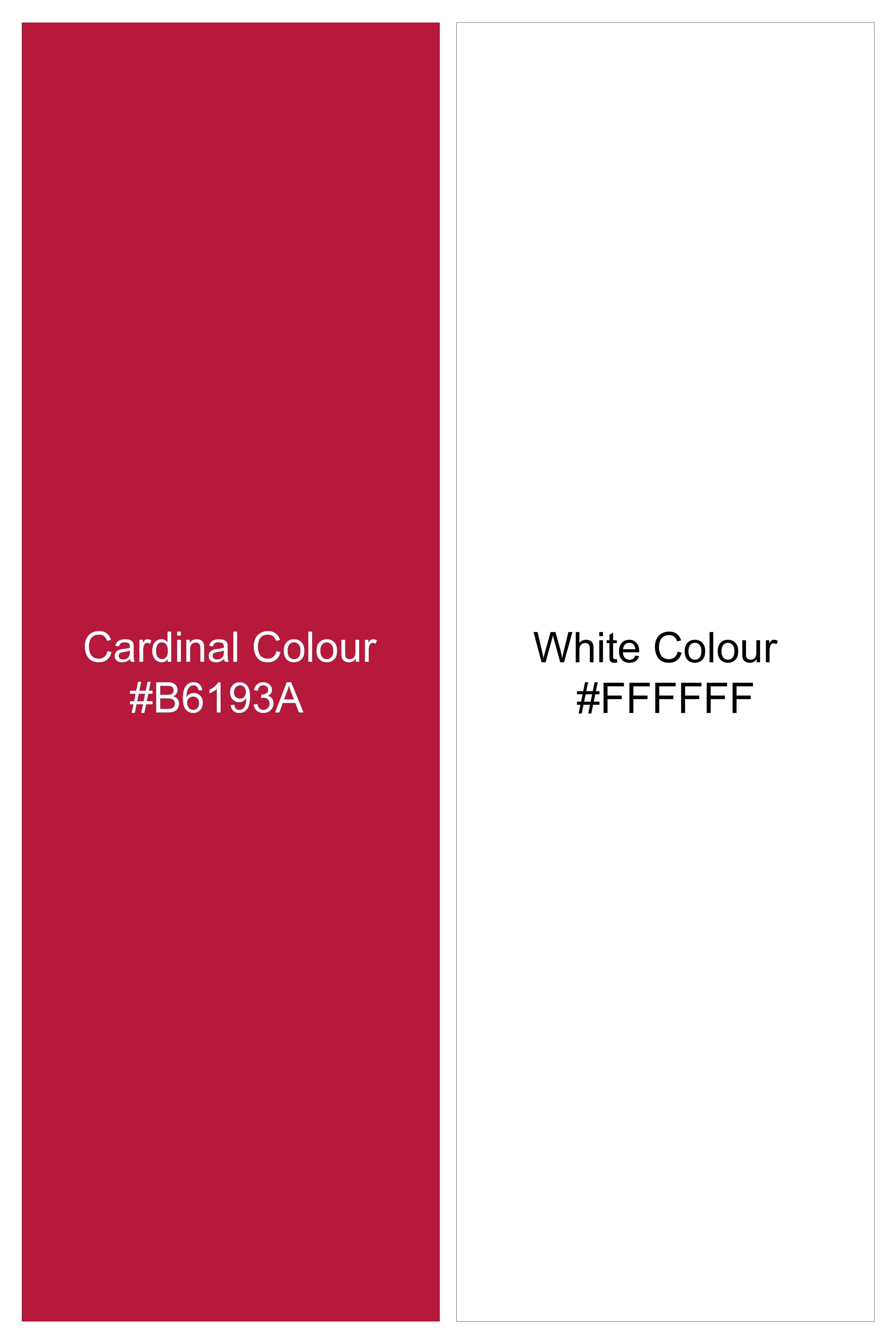Cardinal Red with White Checkered Squirrel Patchwork Dobby Premium Giza Cotton Designer Shirt