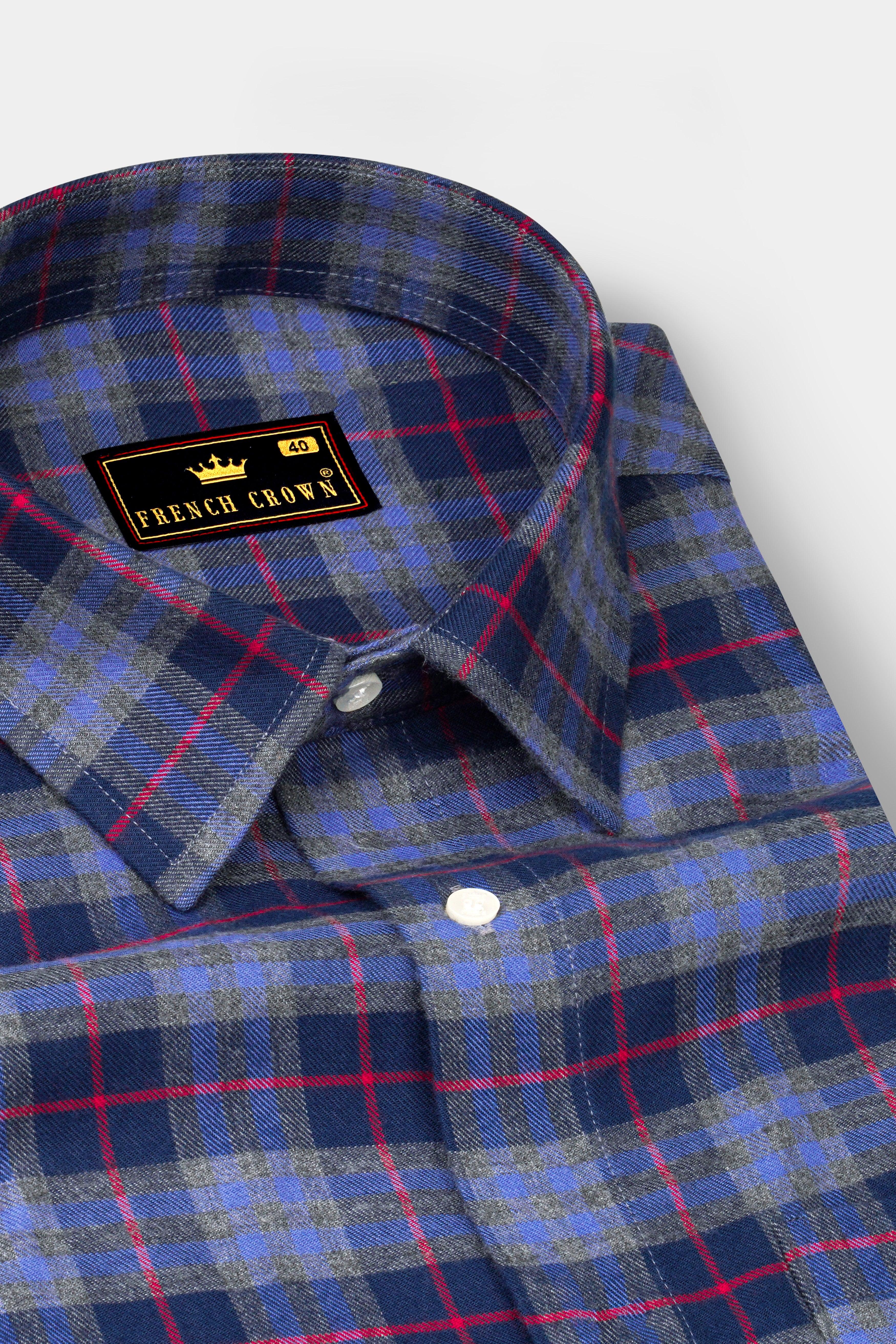 Azure Blue and Regal Blue Plaid Twill Textured Premium Cotton Shirt