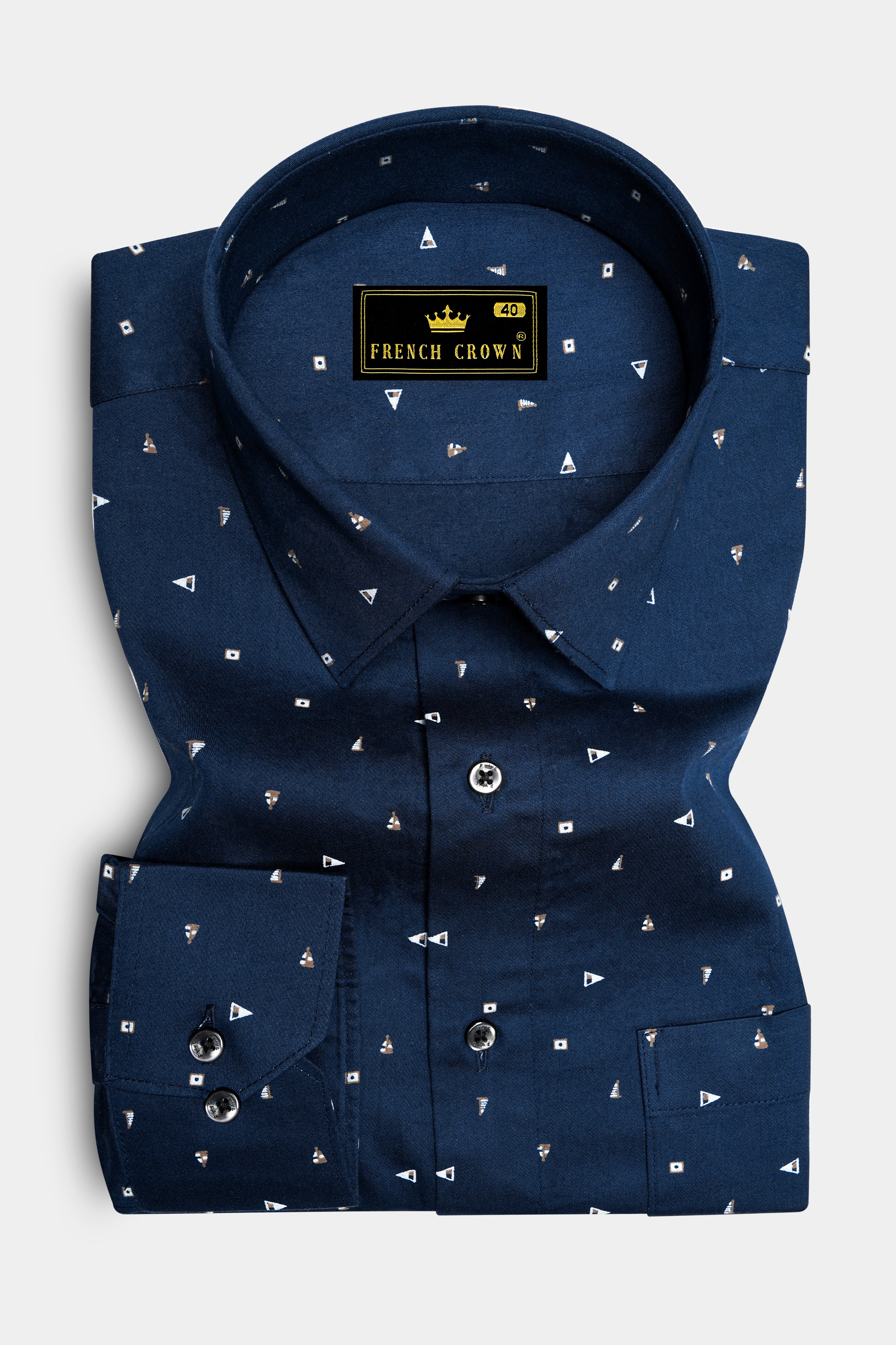 Gunmetal Blue Printed Super Soft Premium Cotton Shirt