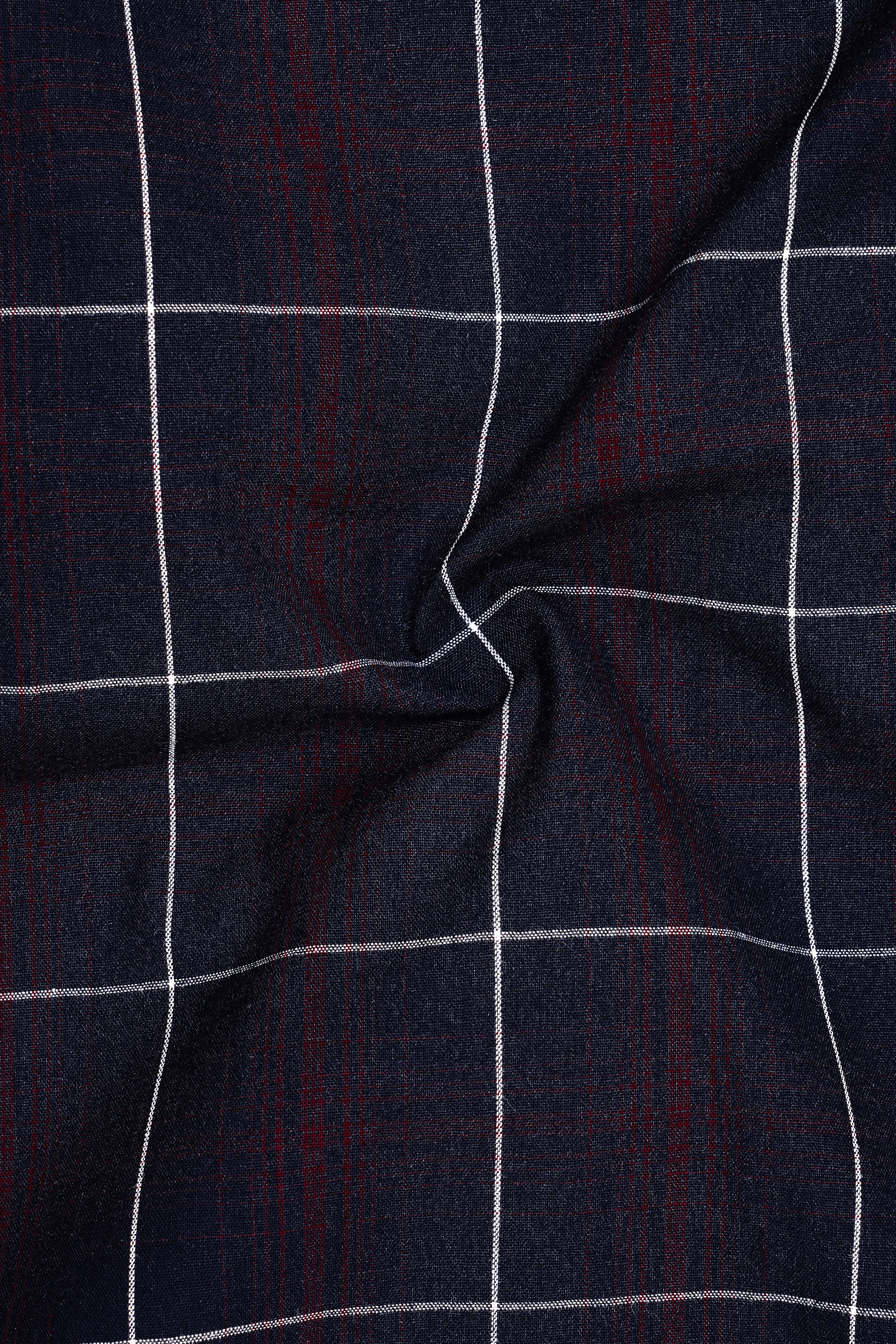 Midnight Blue with Barossa Wine Windowpane Premium Cotton Shirt