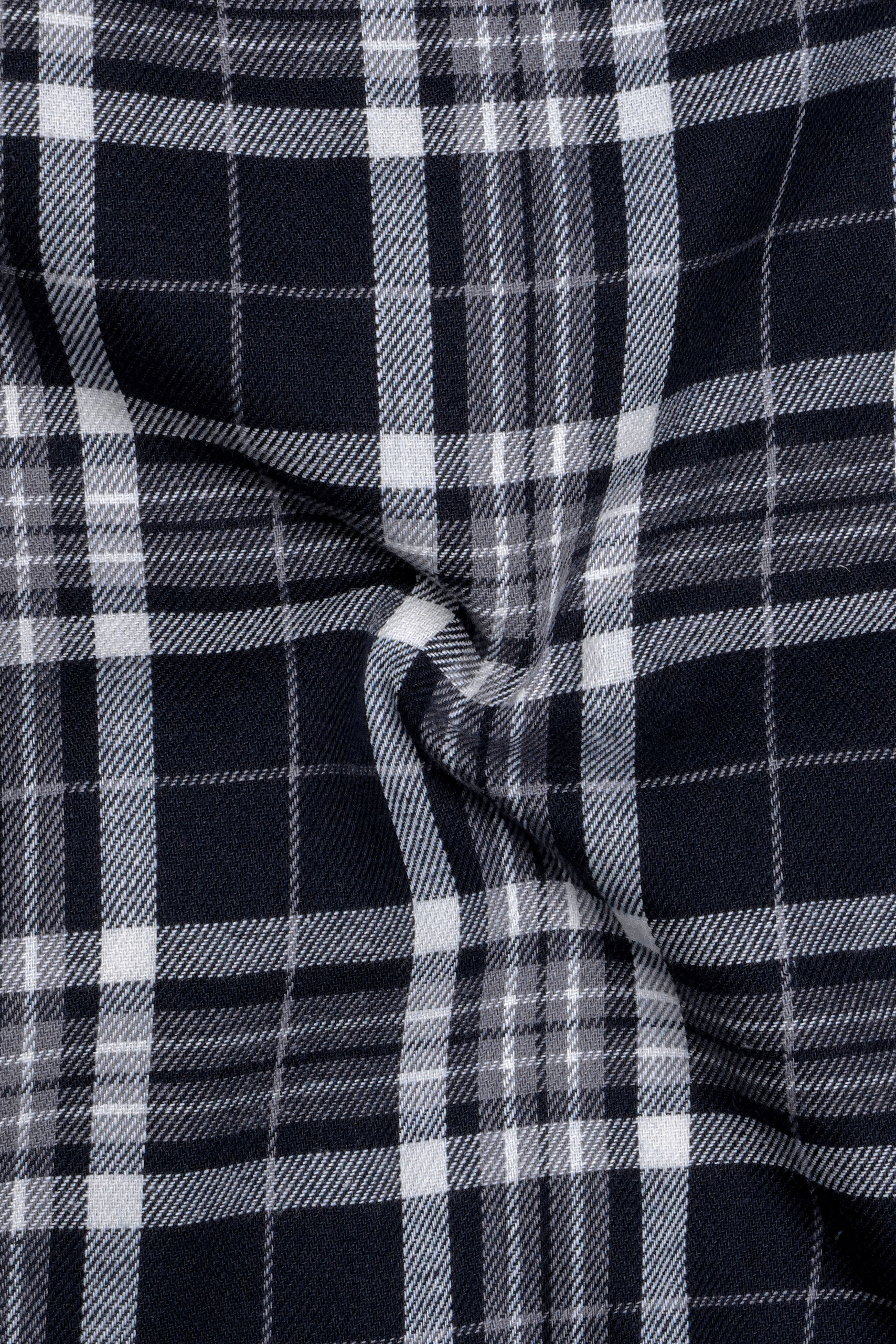 Jade Black and White Twill Plaid Premium Cotton Shirt