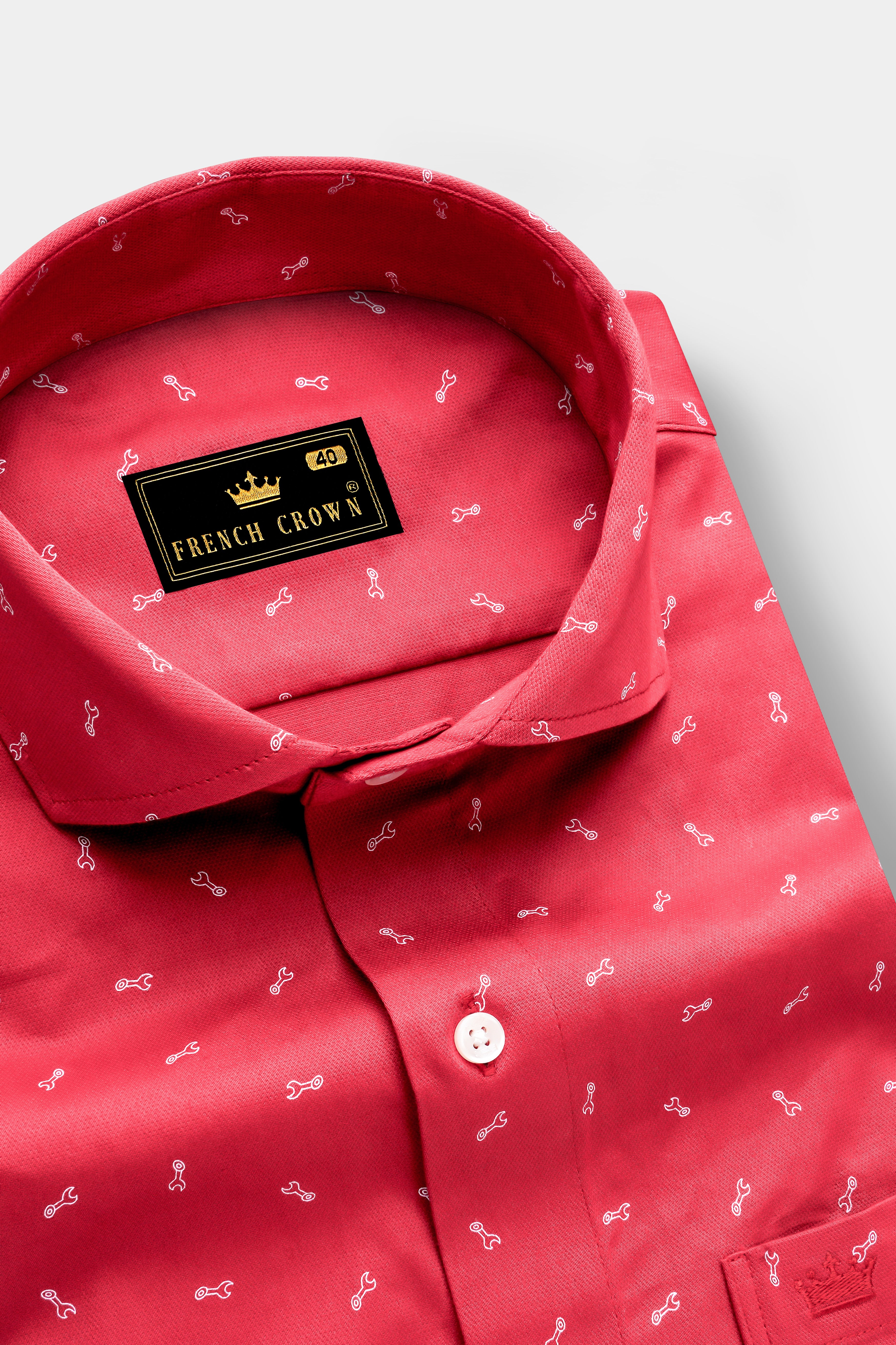 Stiletto Red Spanner Printed Royal Oxford Shirt