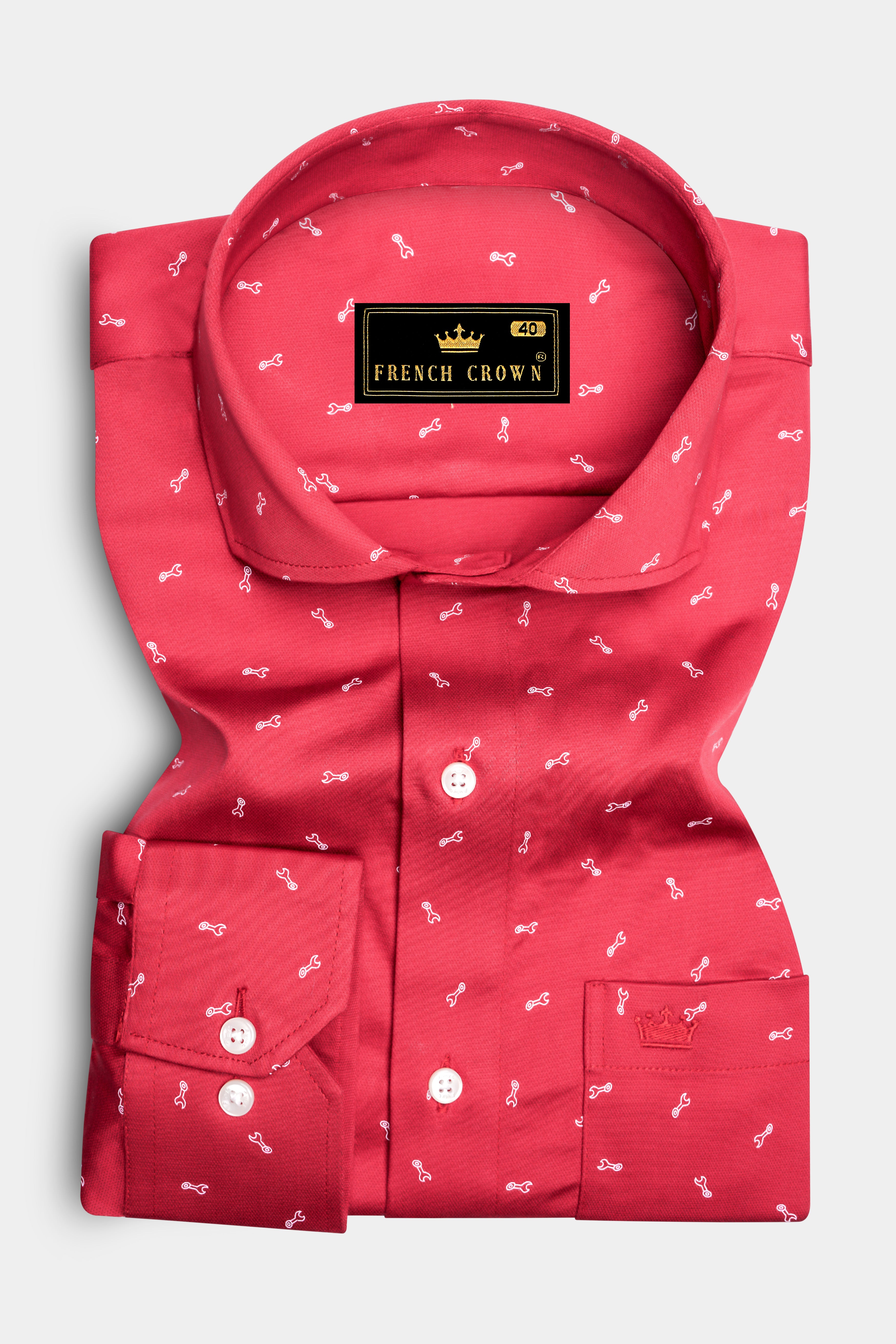 Stiletto Red Spanner Printed Royal Oxford Shirt