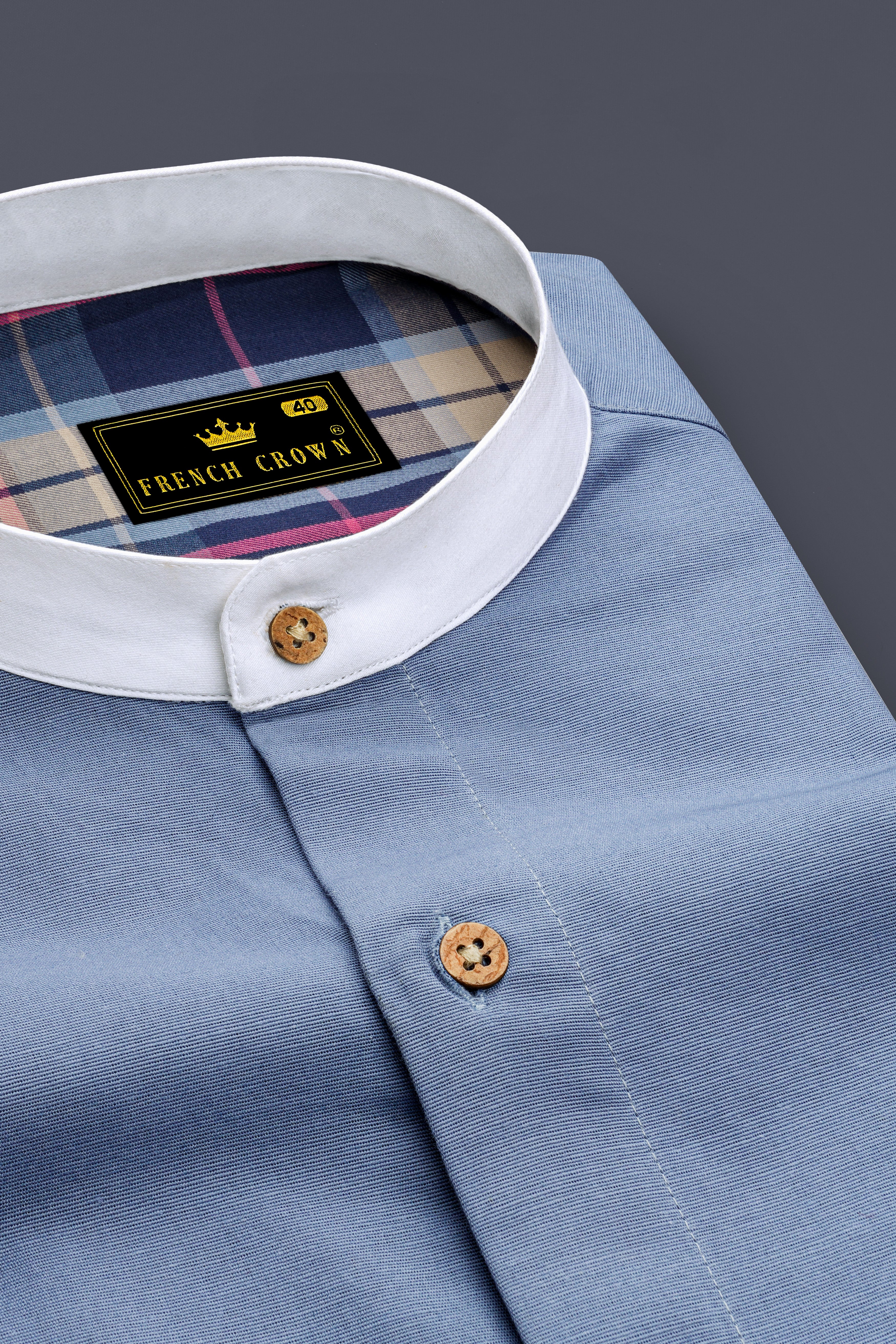 Regent Blue with Mirage Blue and Bizarre Brown Plaid Twill Premium Cotton Designer Shirt