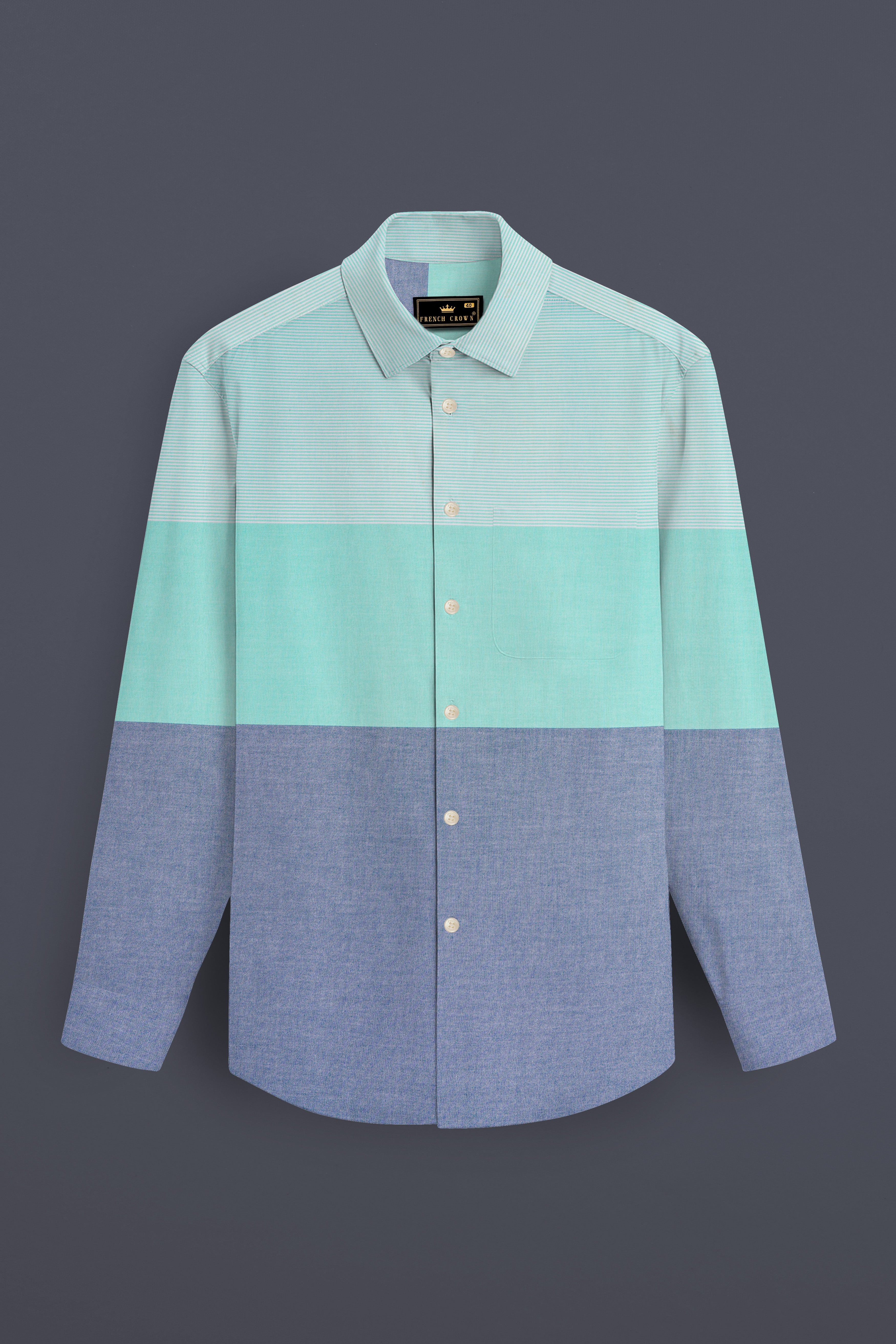Manatee Gray with Scandal Aqua Green Royal Oxford Designer Shirt