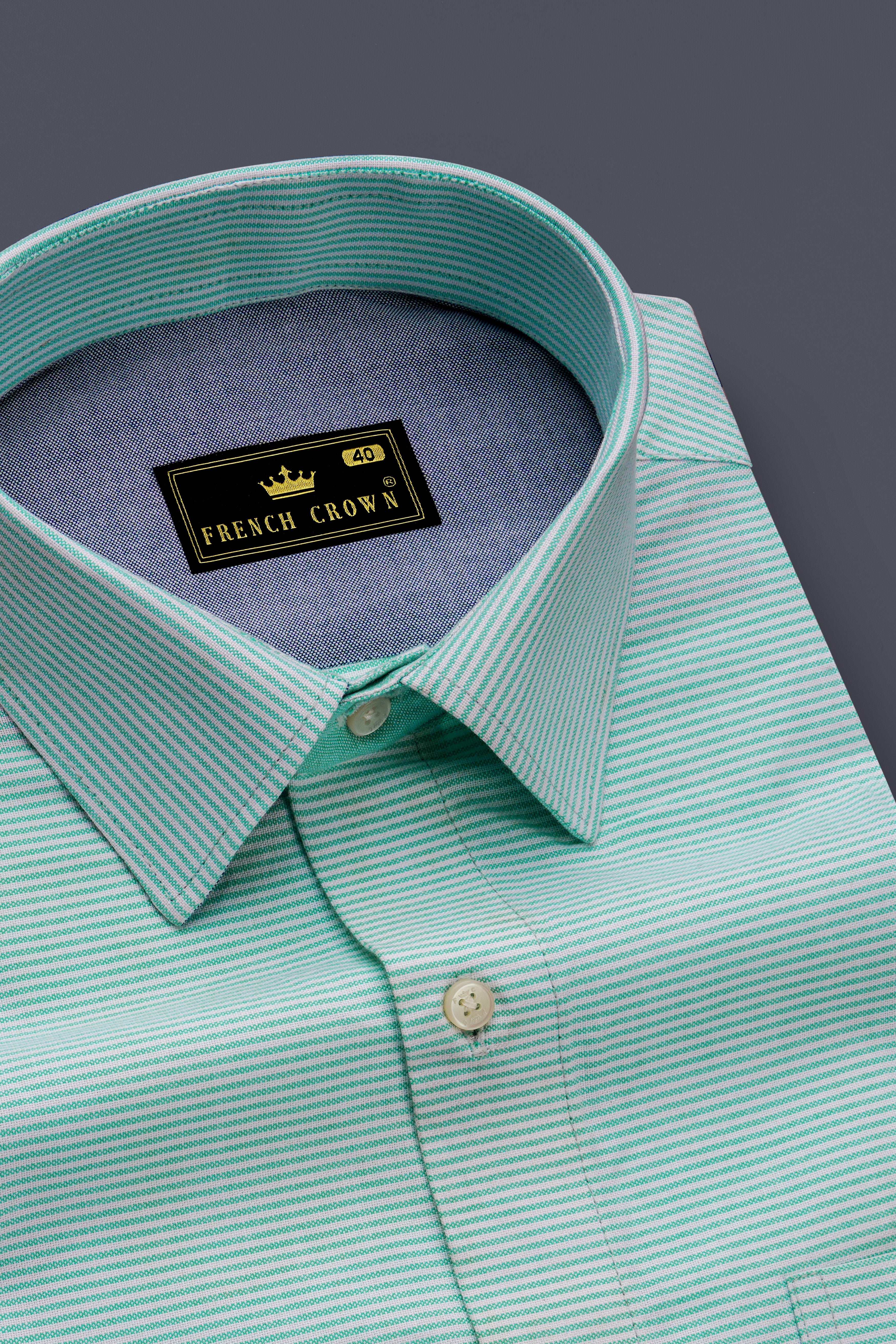 Manatee Gray with Scandal Aqua Green Royal Oxford Designer Shirt
