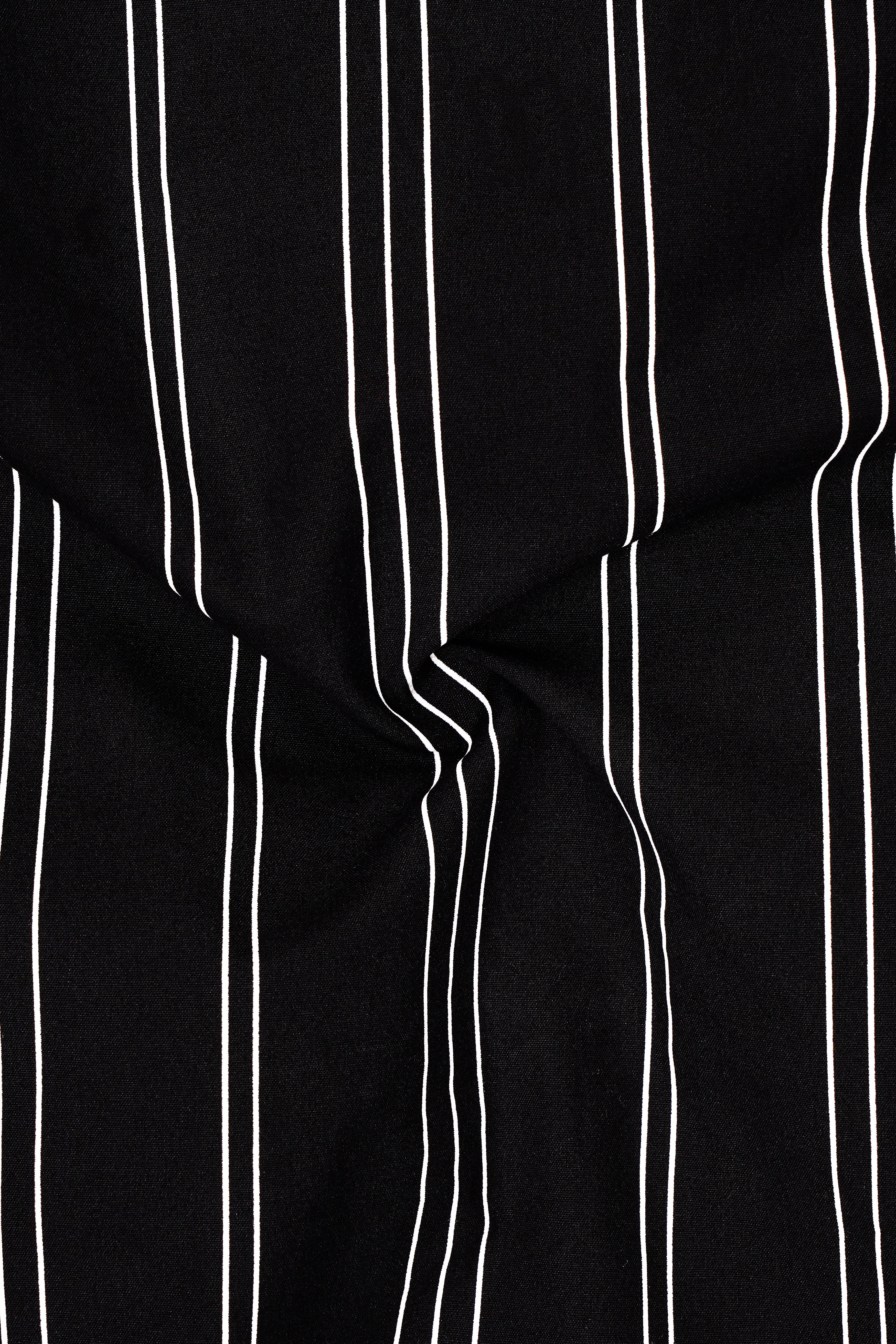 Jade Black with Bright White Striped Twill Premium Cotton Kurta Shirt