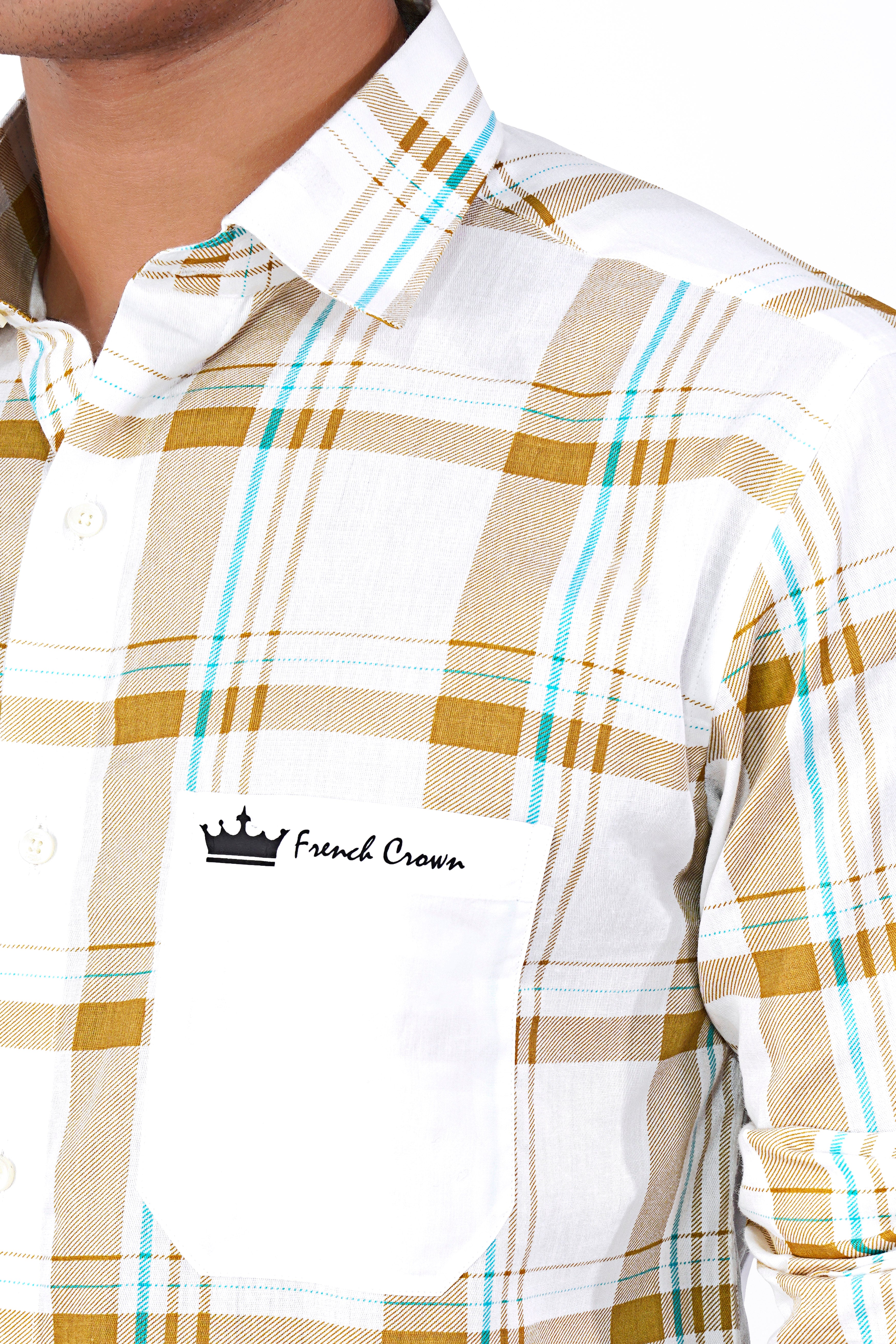 Bright White and Sandy Brown Plaid with Funky Printed Premium Cotton Designer Shirt 8384-RPRT73-38, 8384-RPRT73-H-38, 8384-RPRT73-39, 8384-RPRT73-H-39, 8384-RPRT73-40, 8384-RPRT73-H-40, 8384-RPRT73-42, 8384-RPRT73-H-42, 8384-RPRT73-44, 8384-RPRT73-H-44, 8384-RPRT73-46, 8384-RPRT73-H-46, 8384-RPRT73-48, 8384-RPRT73-H-48, 8384-RPRT73-50, 8384-RPRT73-H-50, 8384-RPRT73-52, 8384-RPRT73-H-52