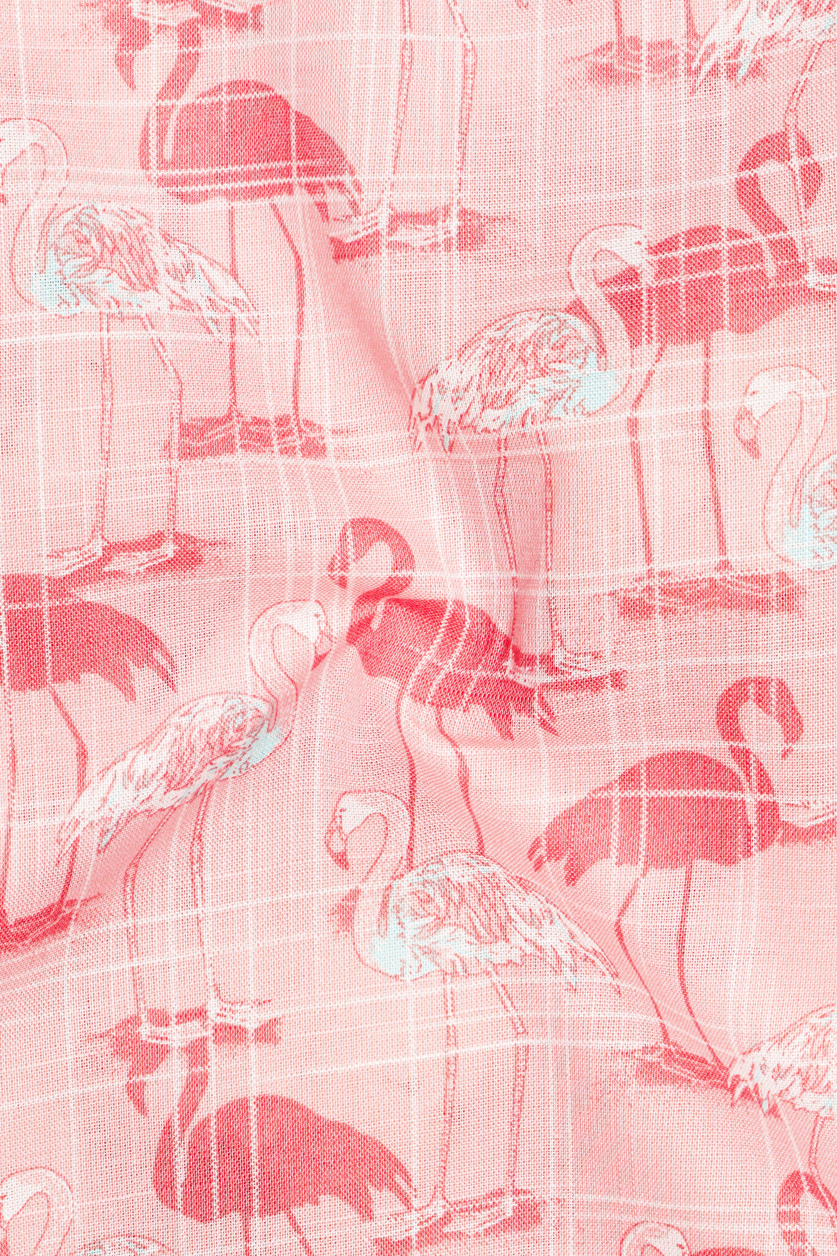 Azalea Pink Swan Printed Premium Cotton Shirt