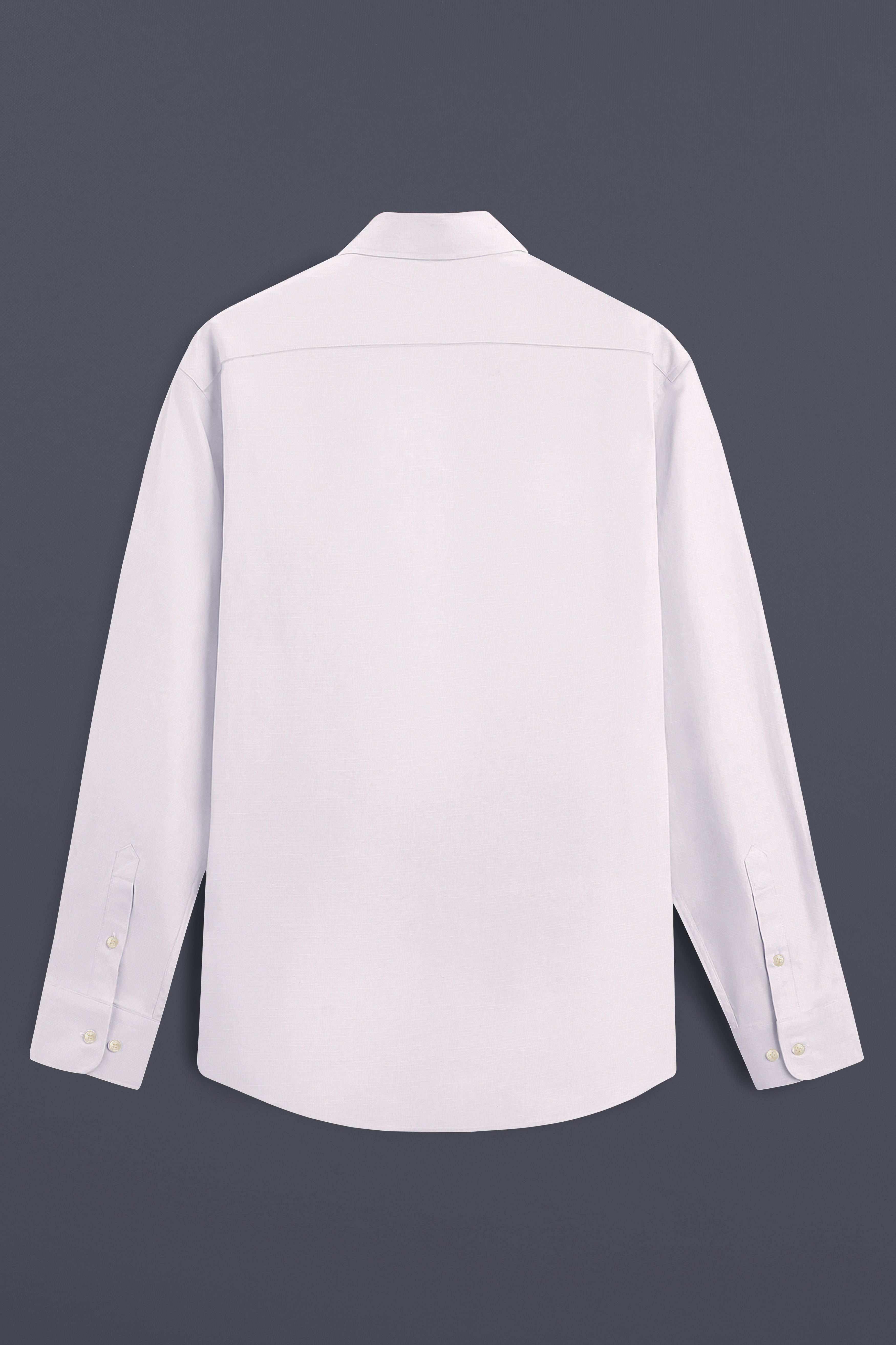 Bright White with Green Patch Pocket Luxurious Linen Designer Shirt