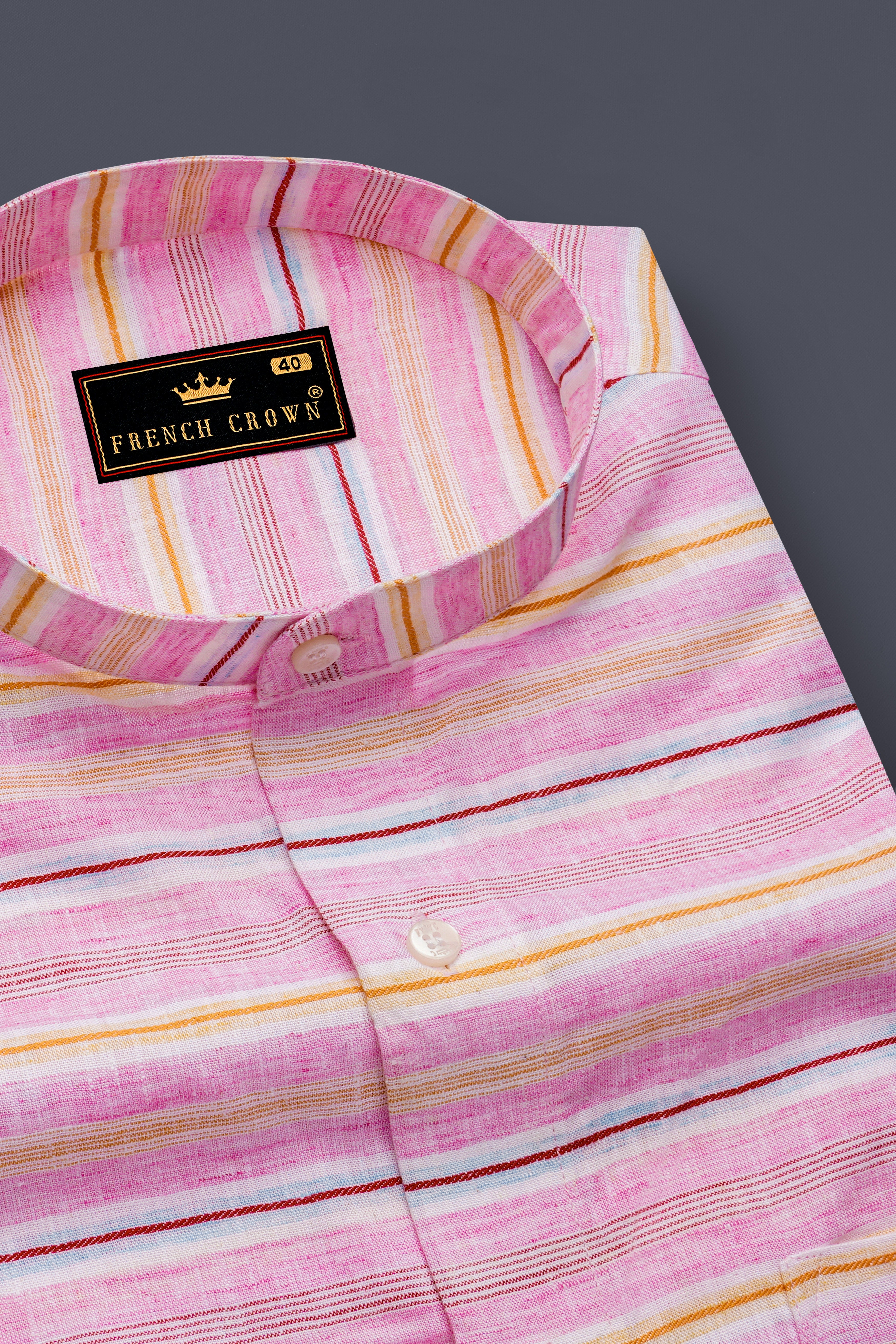 Chantilly Pink Multicolour Striped Luxurious Linen Shirt