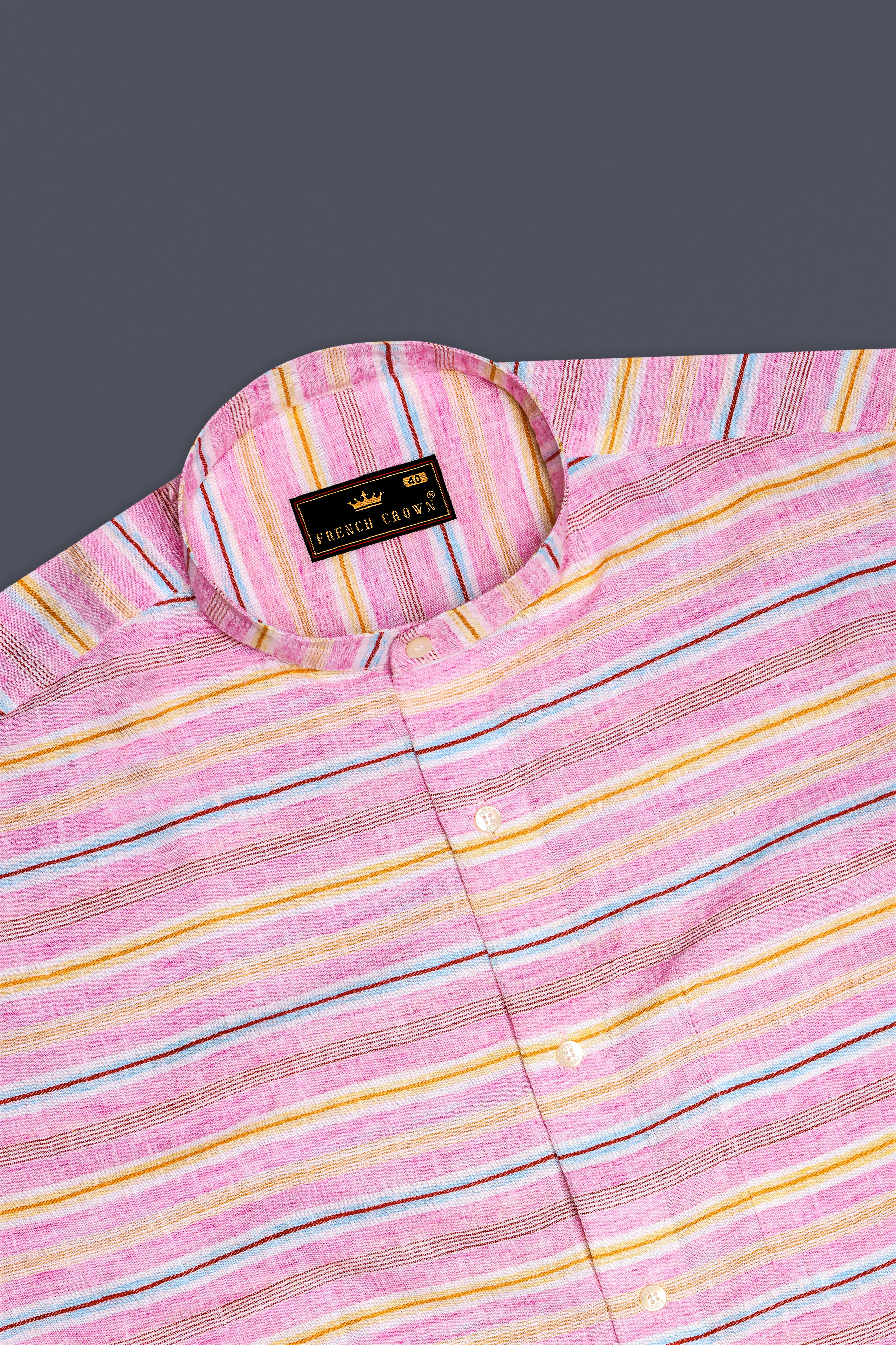 Chantilly Pink Multicolour Striped Luxurious Linen Shirt