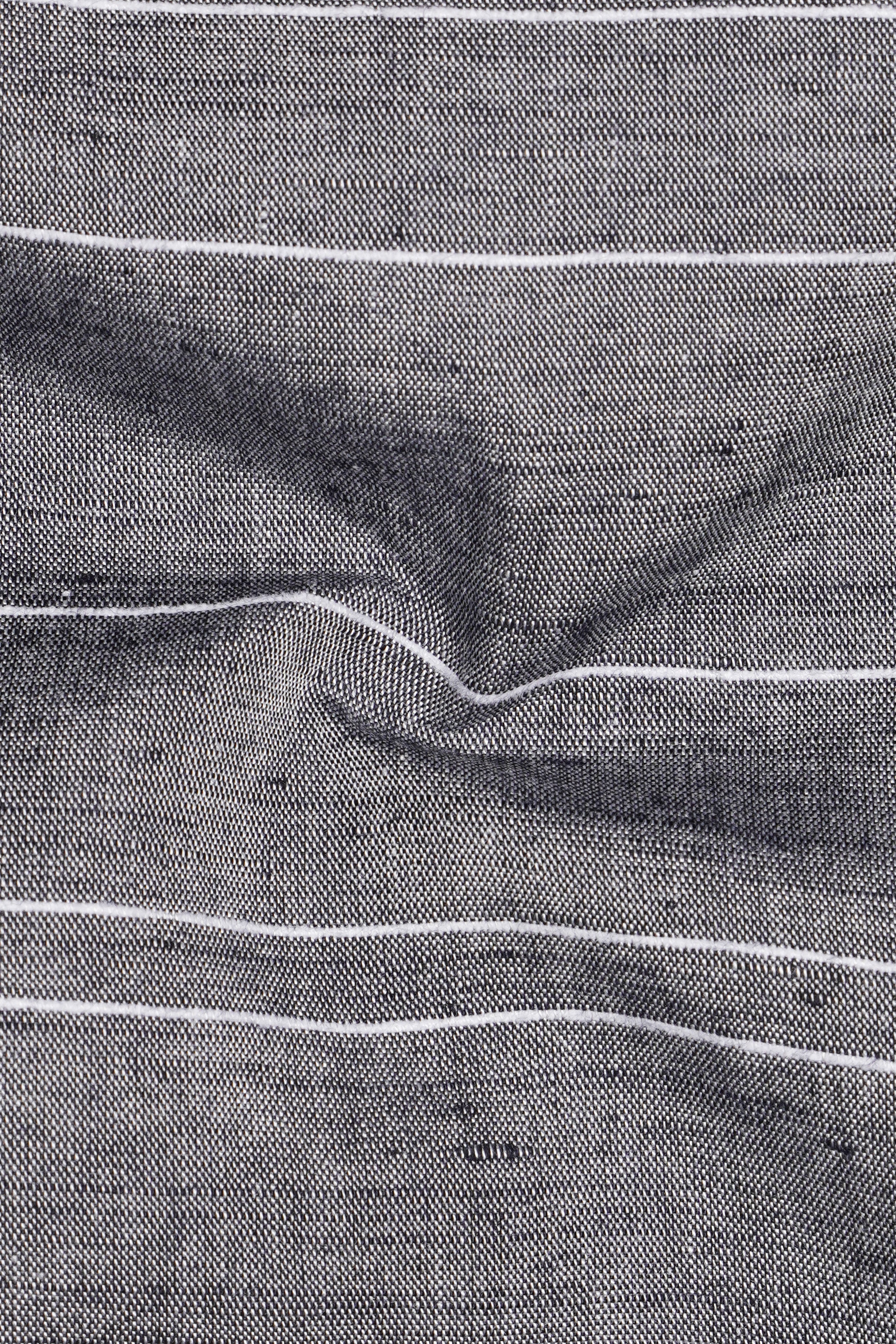 Mercury Light Brown with Venus Gray Striped Luxurious Linen Designer Shirt