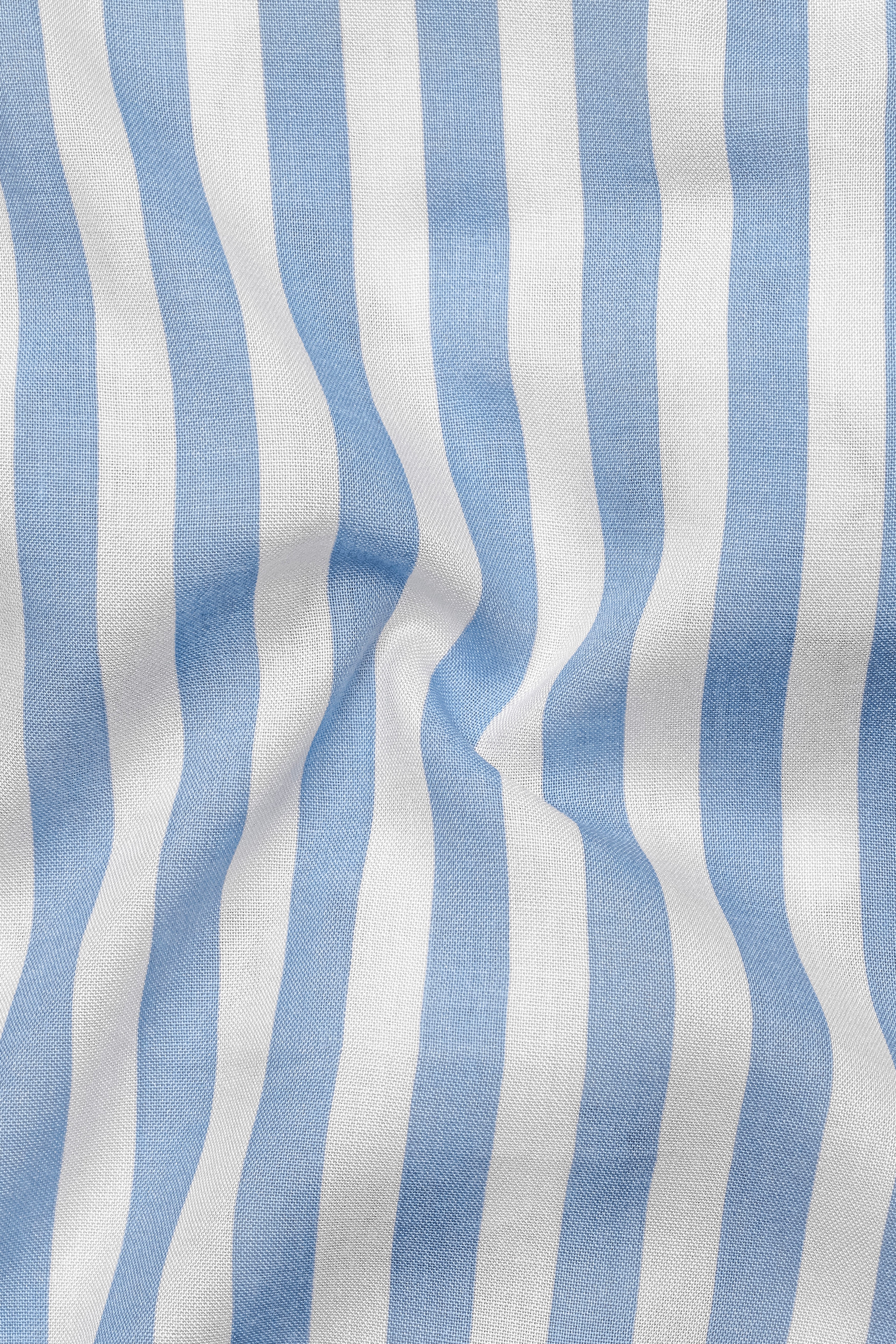 Bright White with Spindle Blue Striped Premium Tencel Kurta Shirt