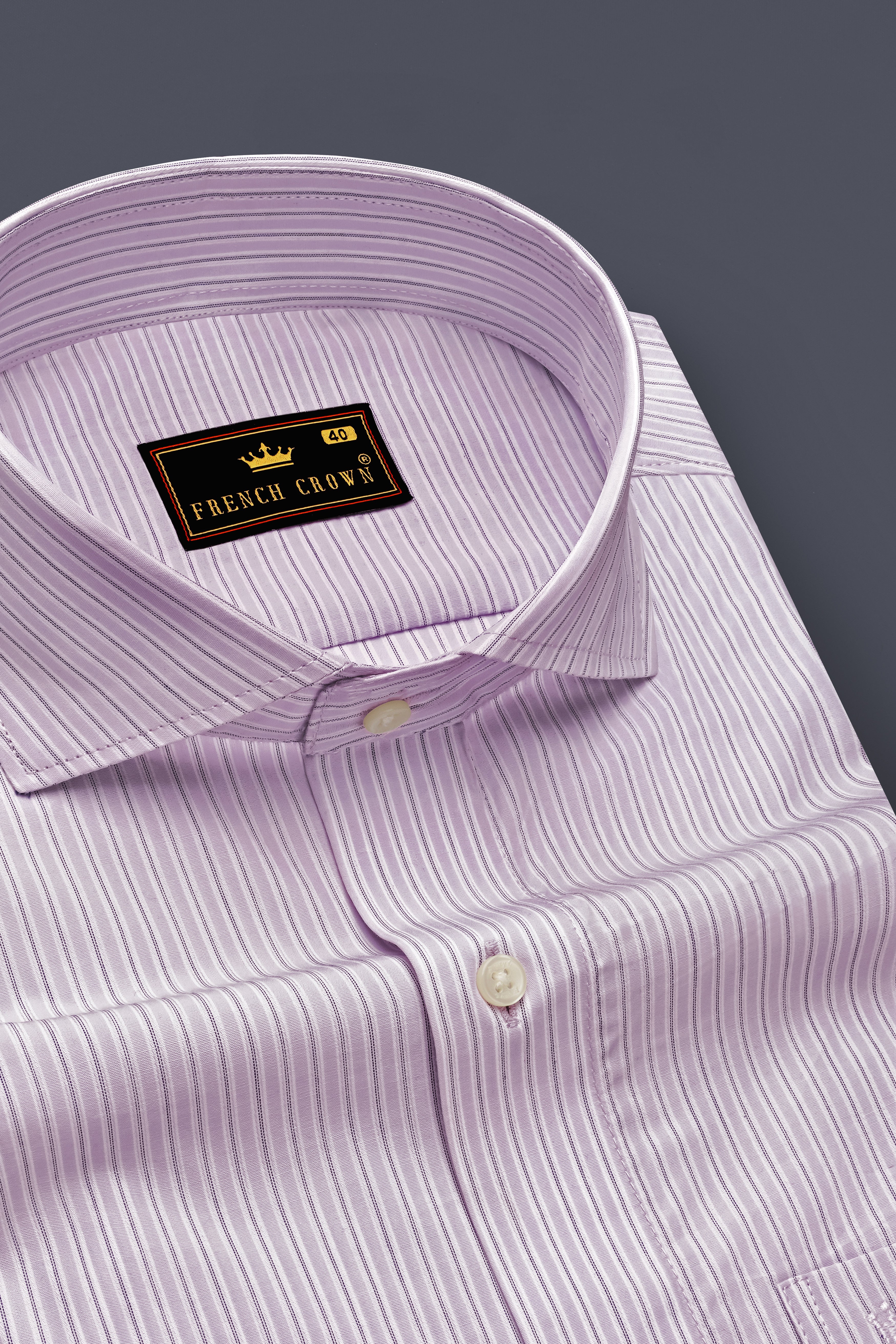 Prim Baby Pink with Ebony Black Striped Premium Cotton Shirt