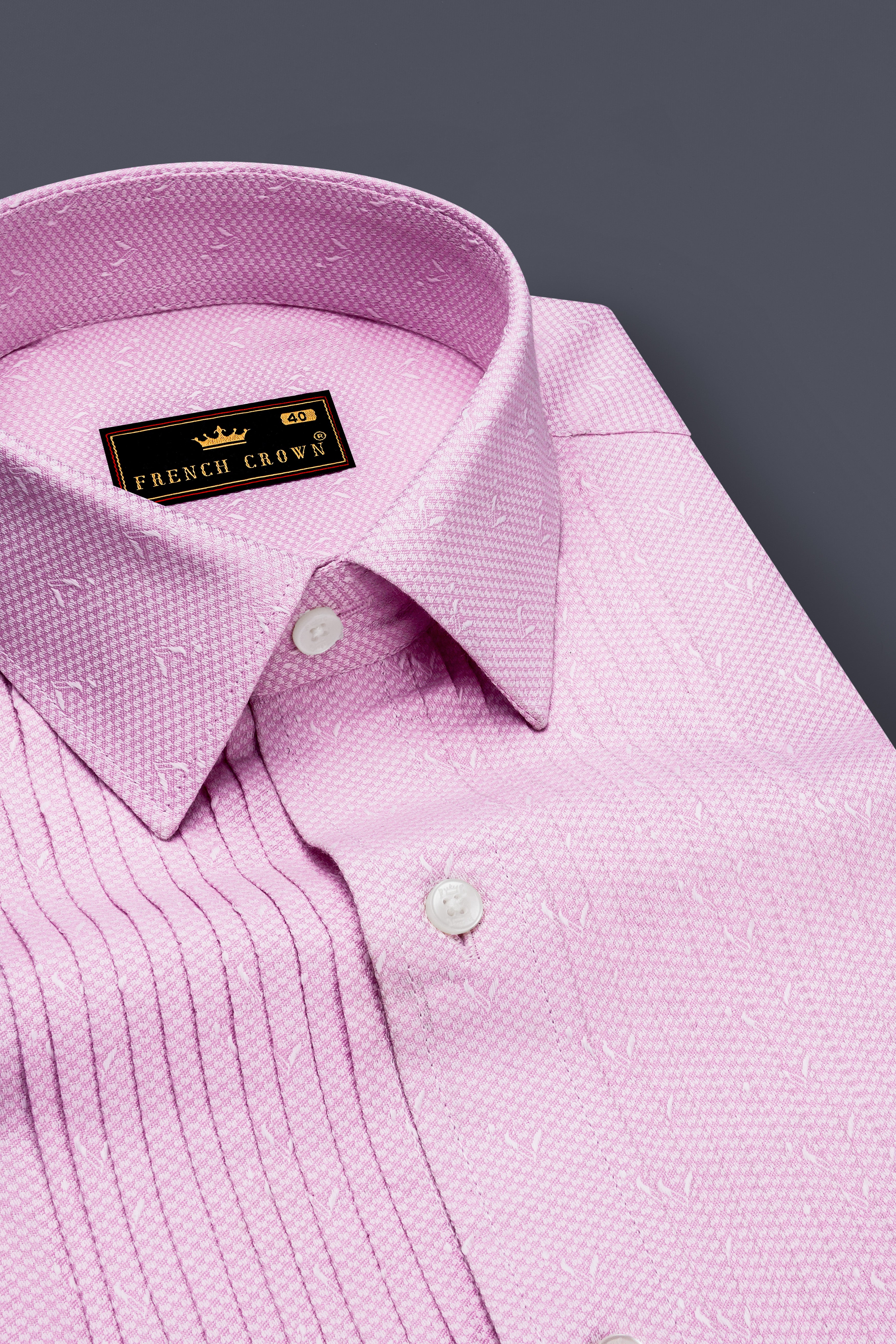 Carousel Pink Snake Tuxedo Dobby Textured Premium Giza Cotton Tuxedo  Shirt