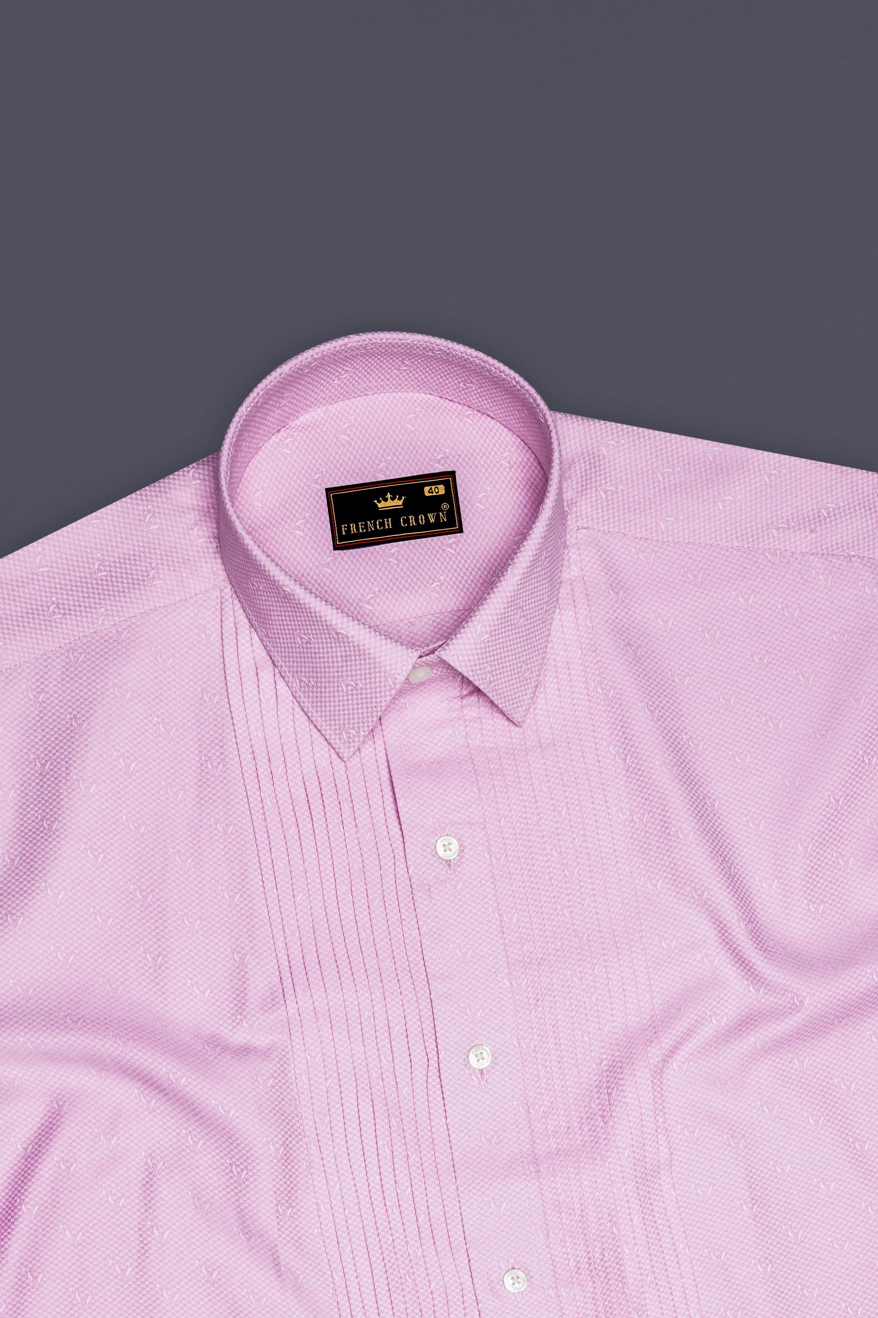 Carousel Pink Snake Tuxedo Dobby Textured Premium Giza Cotton Tuxedo  Shirt