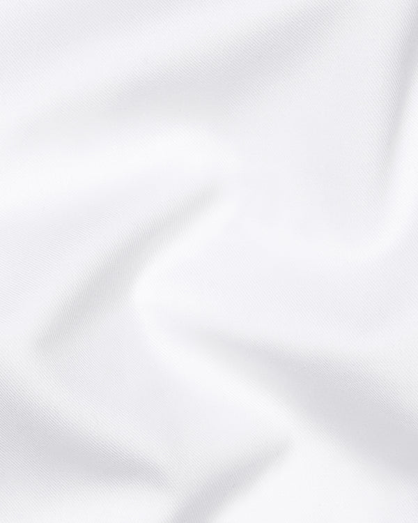 Bright White Twill Textured Giza Cotton Shirt