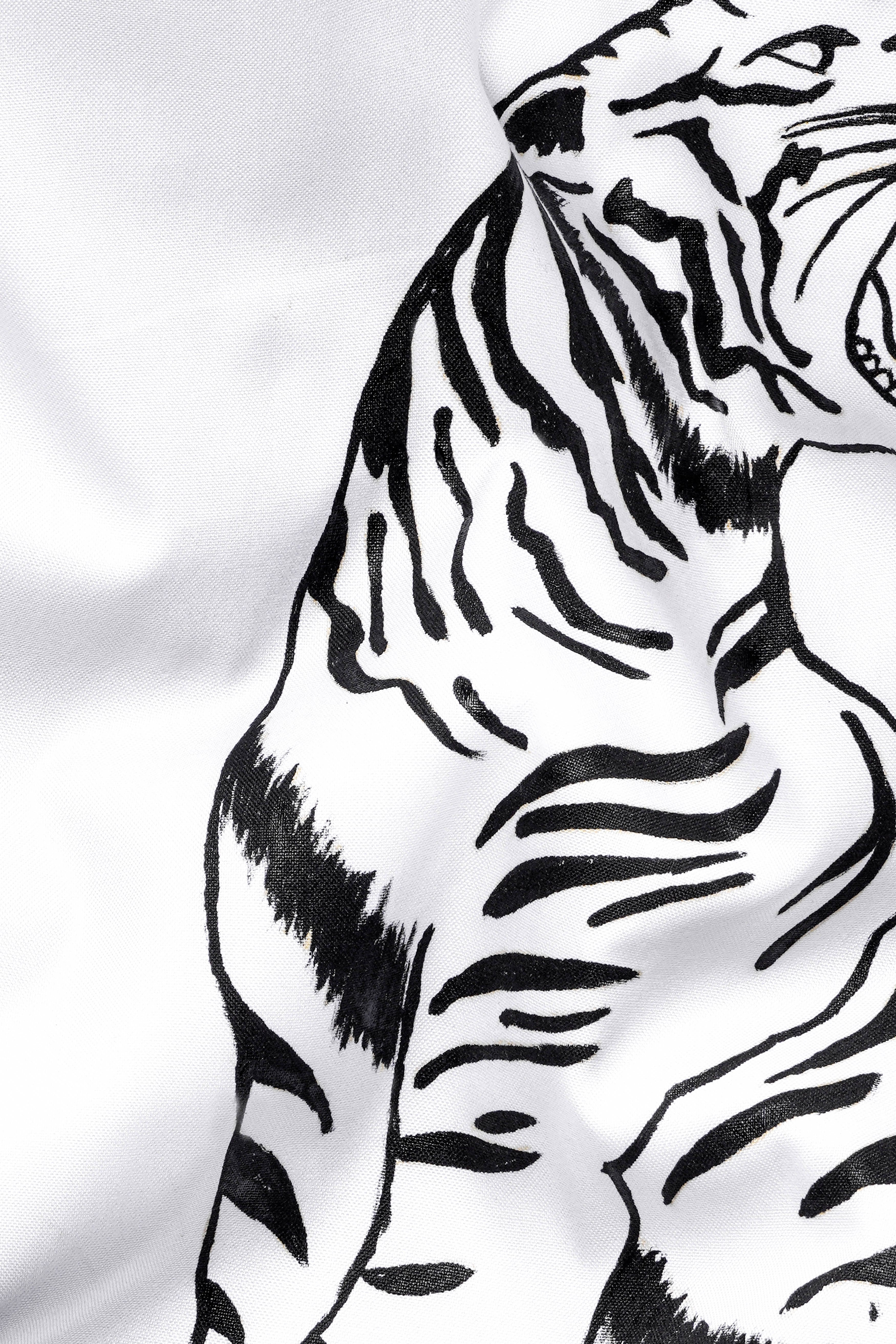 Bright White Tiger Hand Painted Royal Oxford Designer Shirt