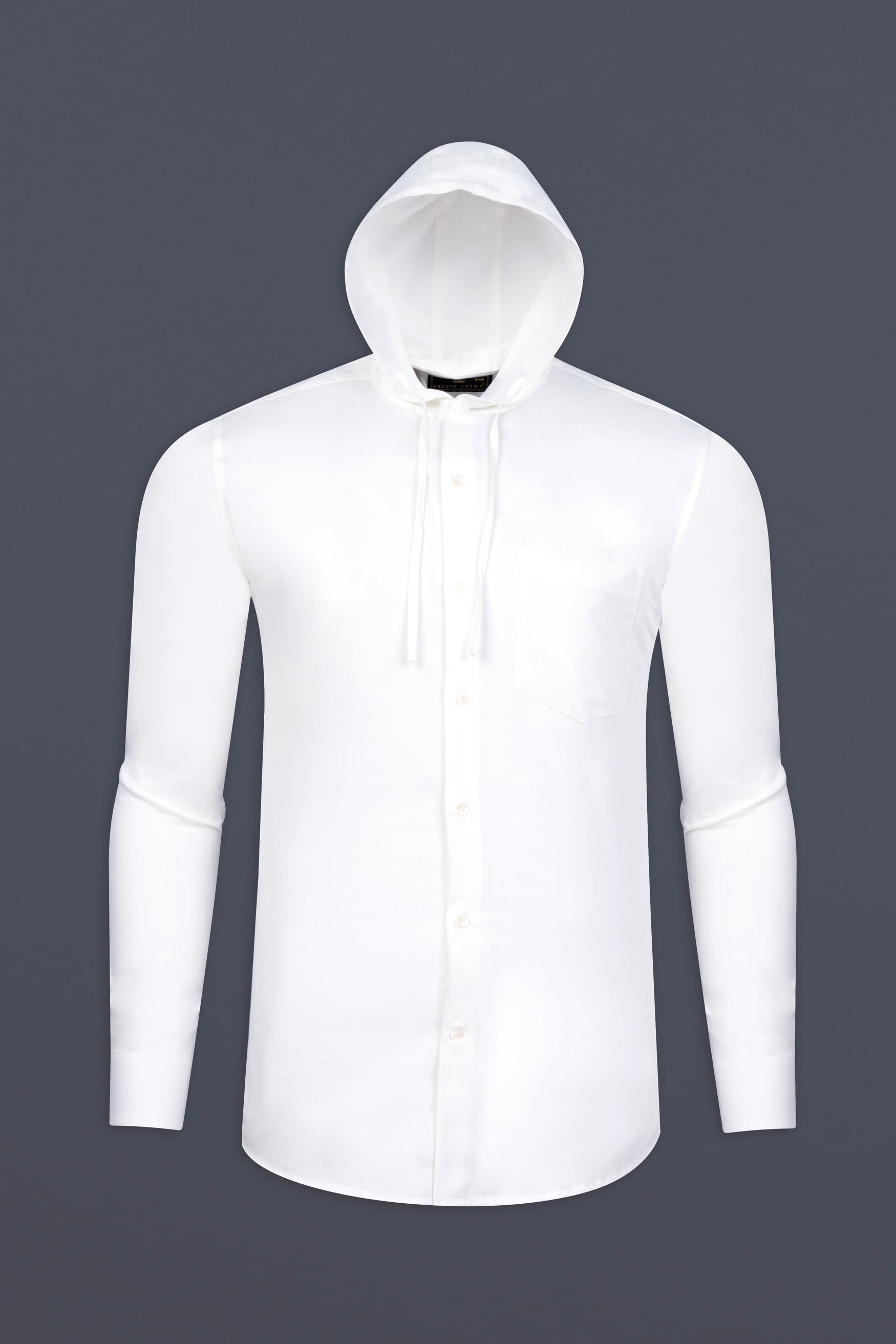 Bright White Dobby Premium Giza Cotton Hoody Shirt