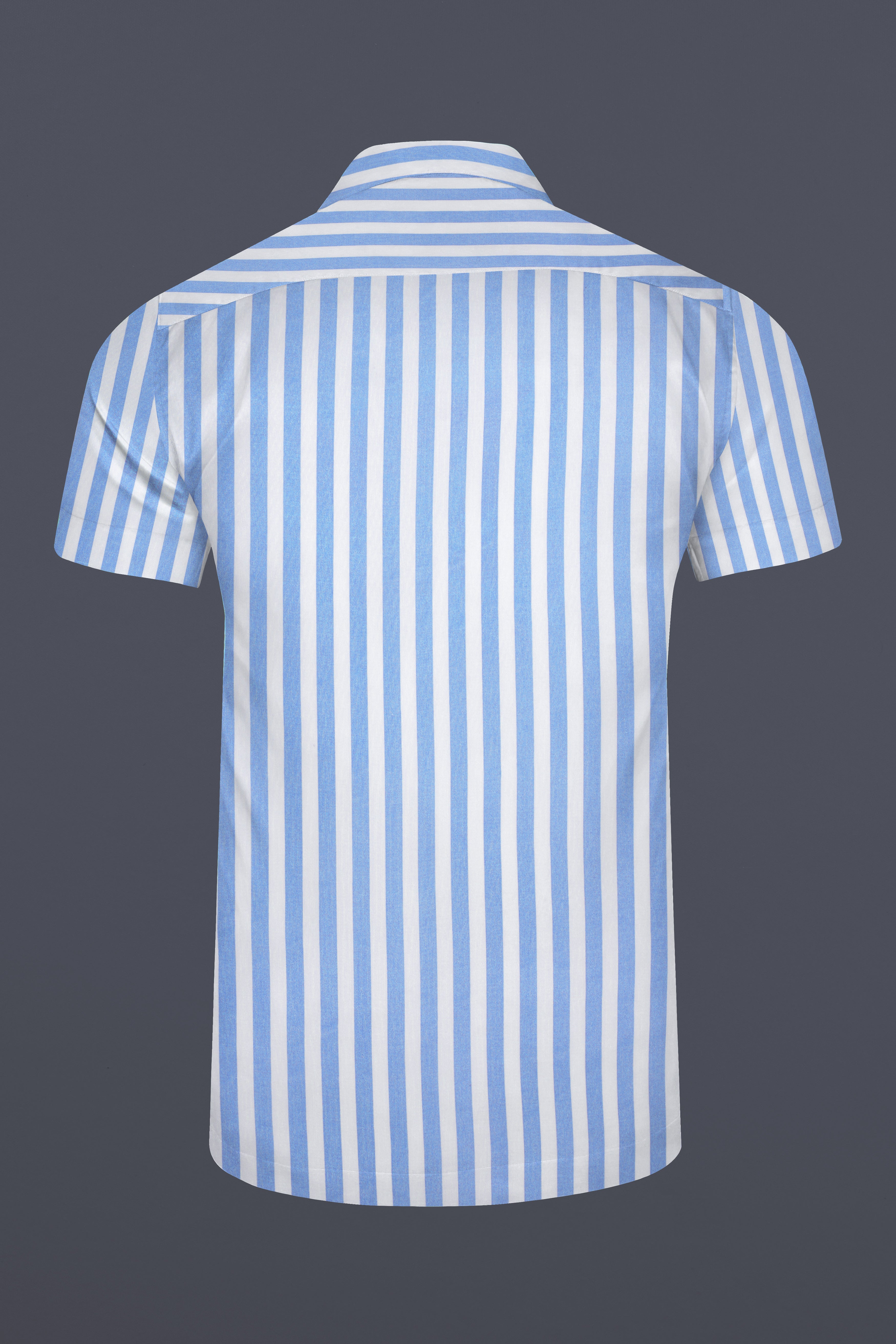 Pale Aqua Blue and White Striped Premium Tencel Shirt