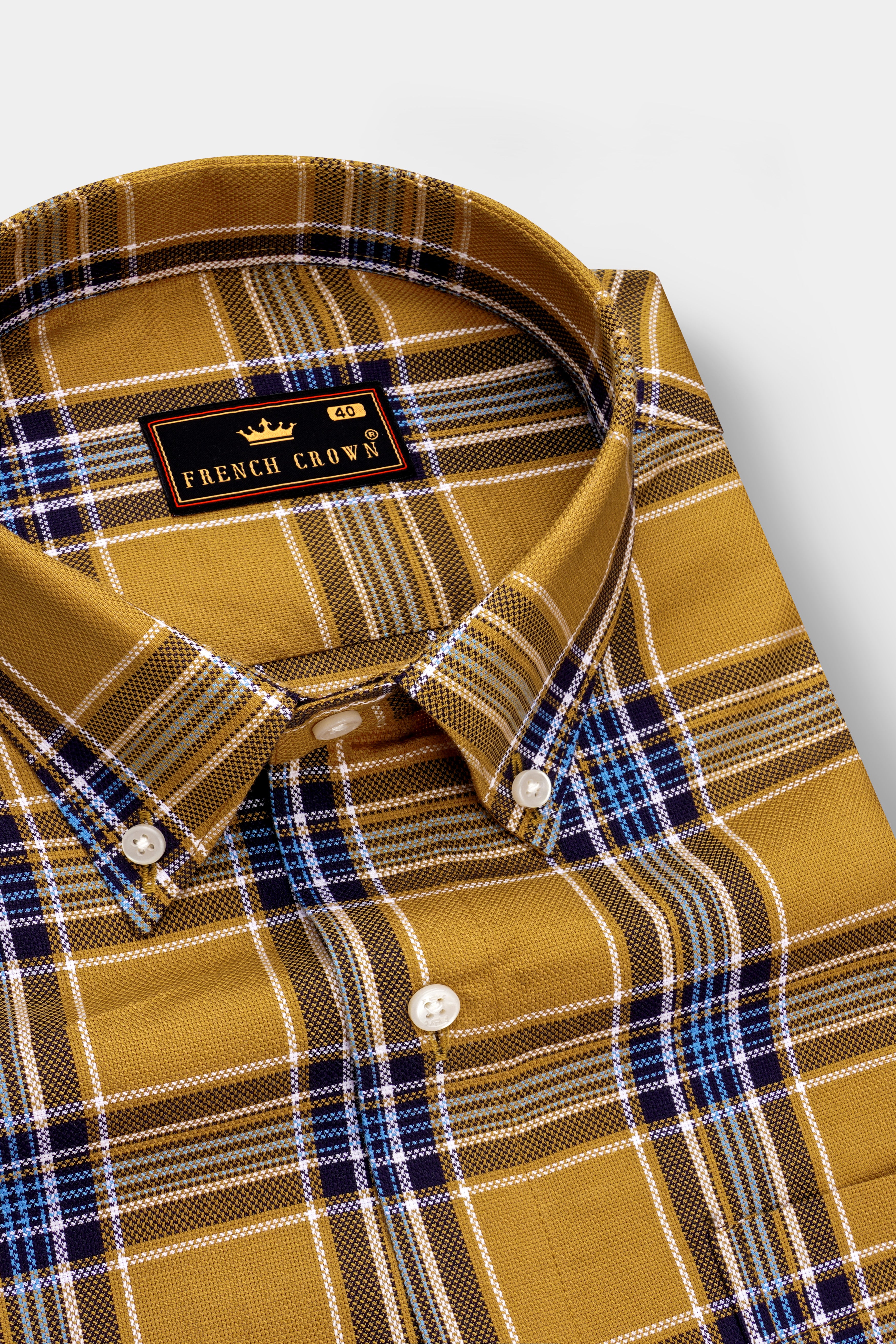 Equator Brown Plaid Dobby Textured Premium Giza Cotton Shirt