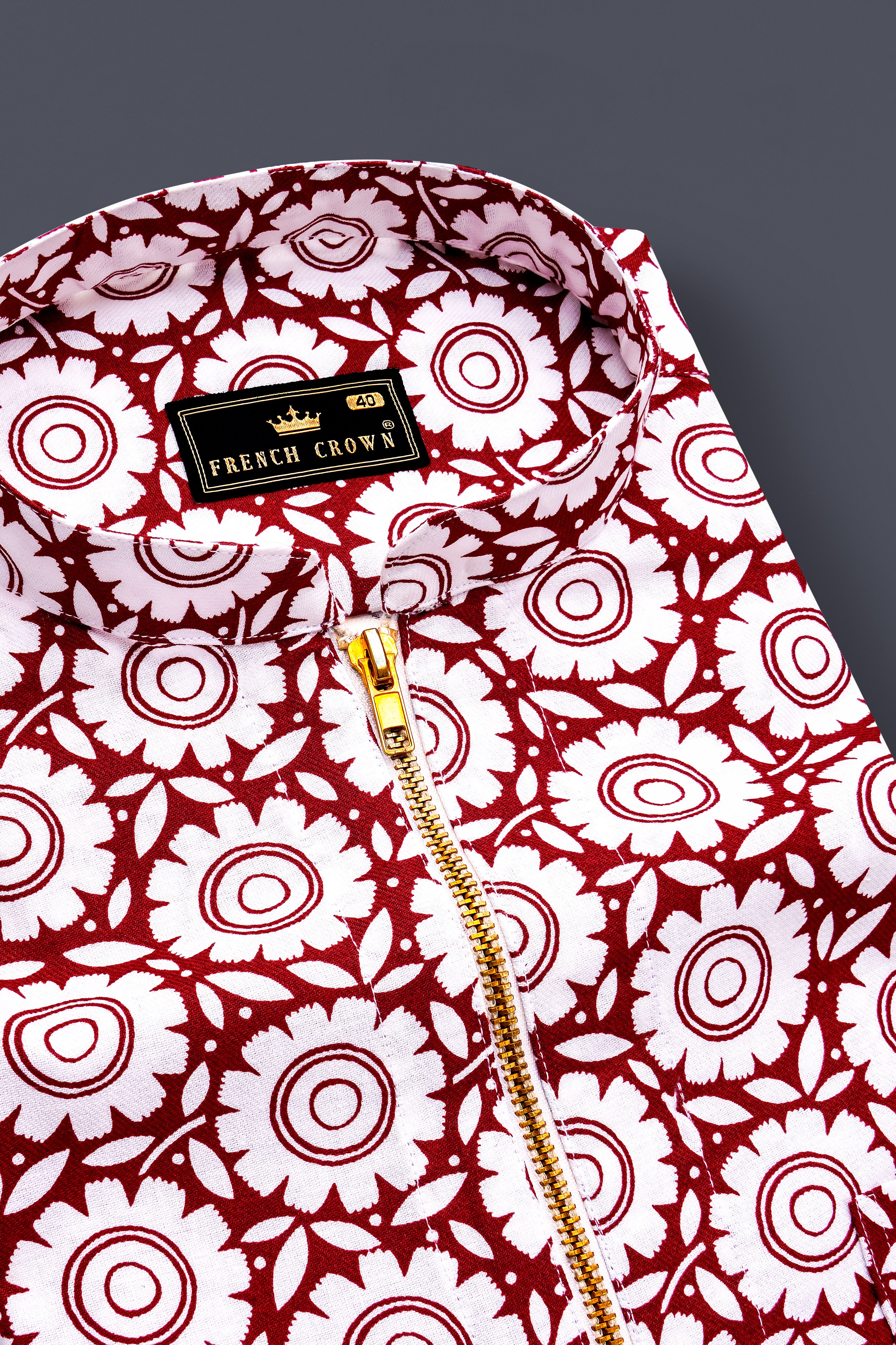 Bright White Bohemian Printed Royal Oxford zipper Shirt
