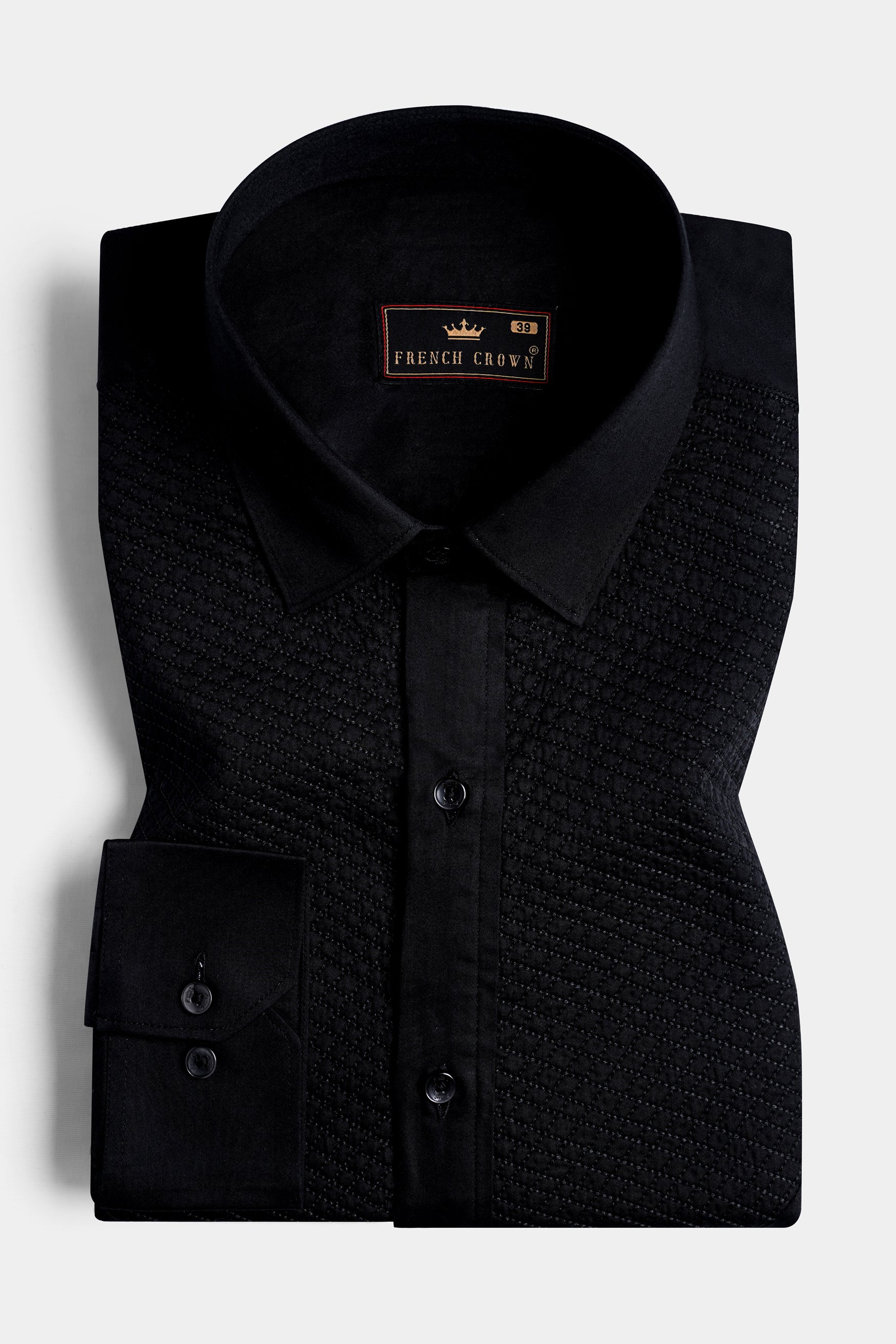 Jade Black Super Soft Premium Cotton Embroidered Designer Tuxedo Shirt