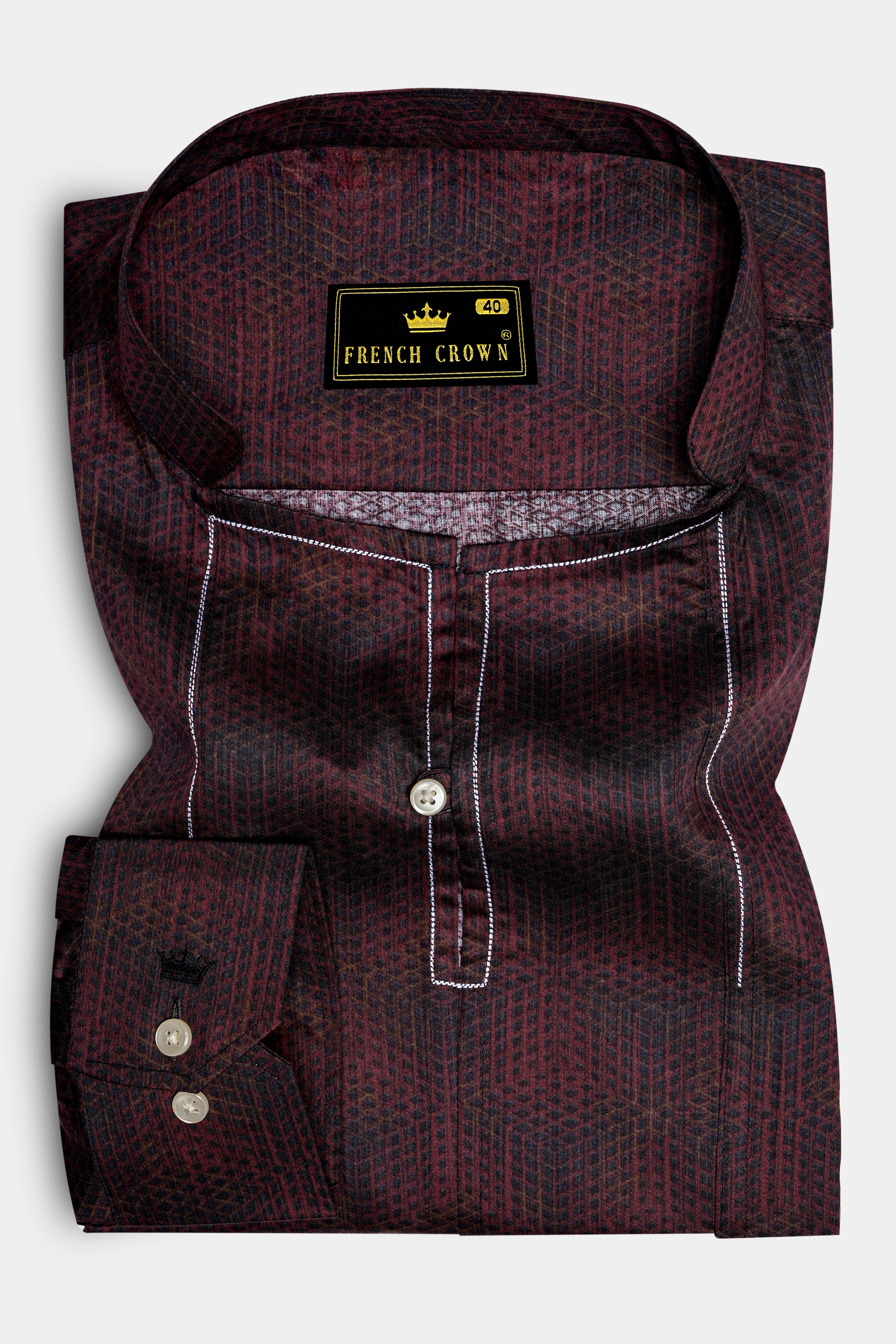 Congo Brown Subtle Checkered Super Soft Premium Cotton Designer Kurta Shirt