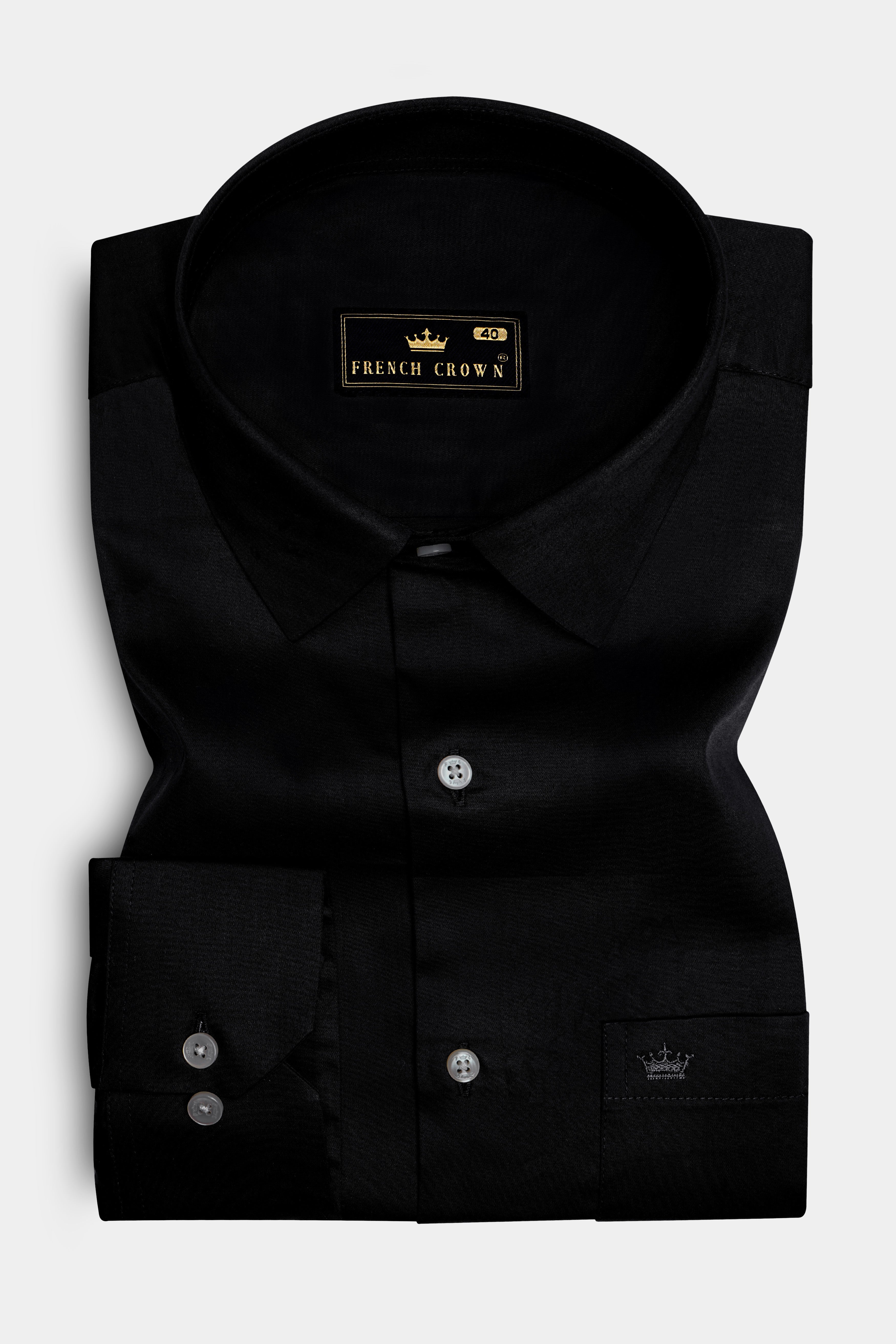 Jade Black Subtle Sheen Super Soft Premium Cotton Shirt