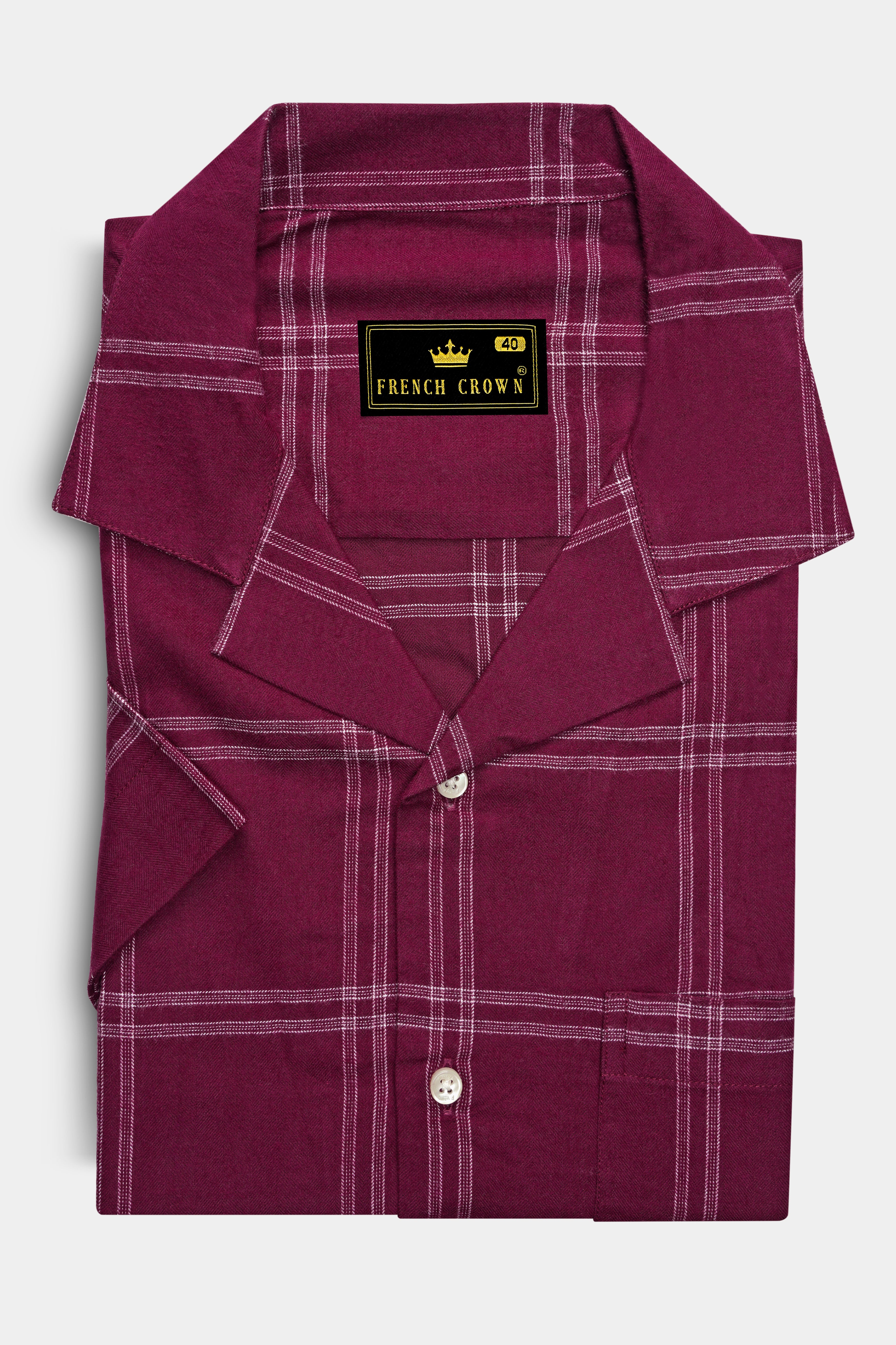 Barossa Maroon checkered half sleeve Flannel Shirt
