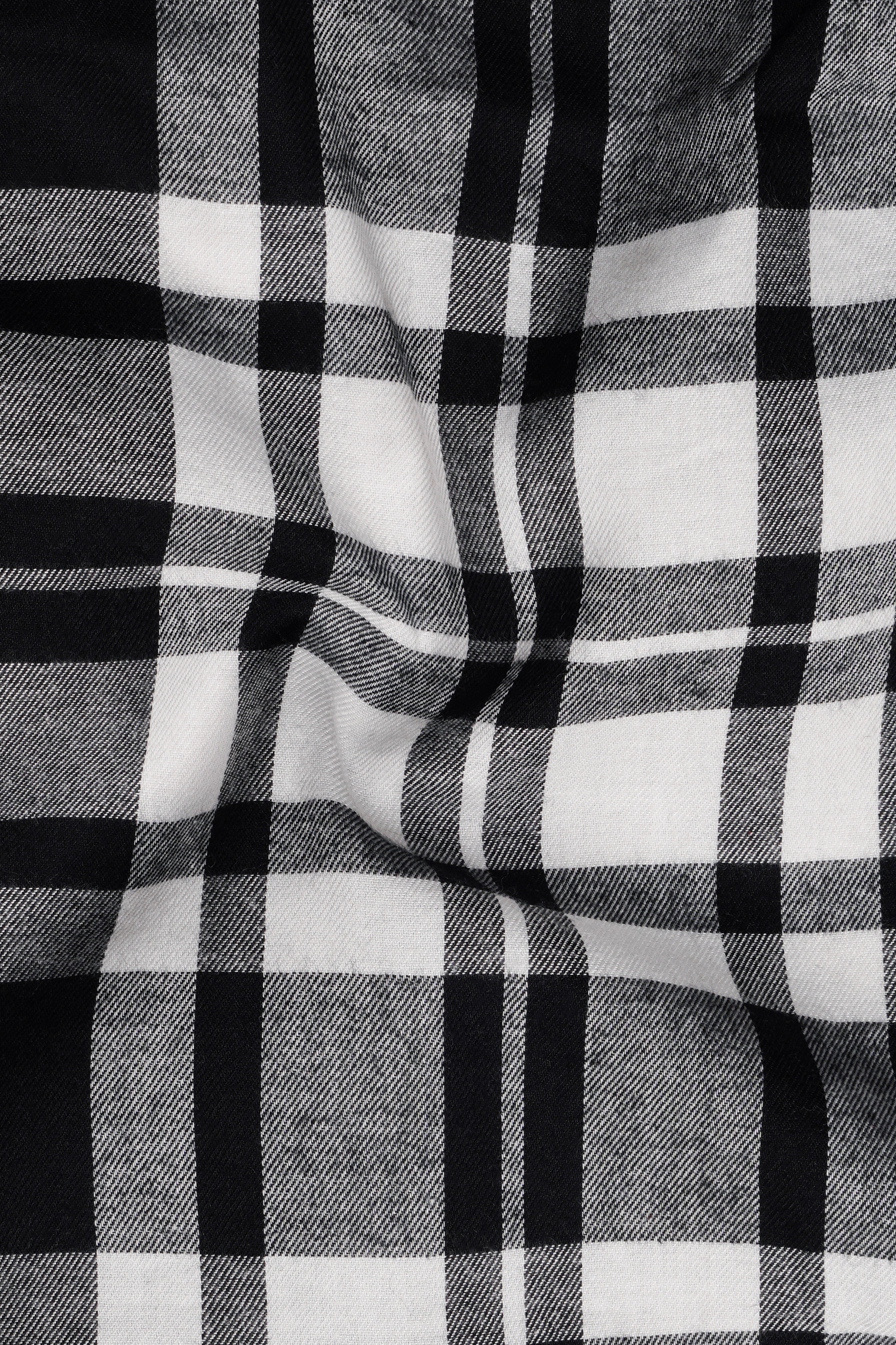 Jade Black and White Twill Plaid Premium Cotton Shirt