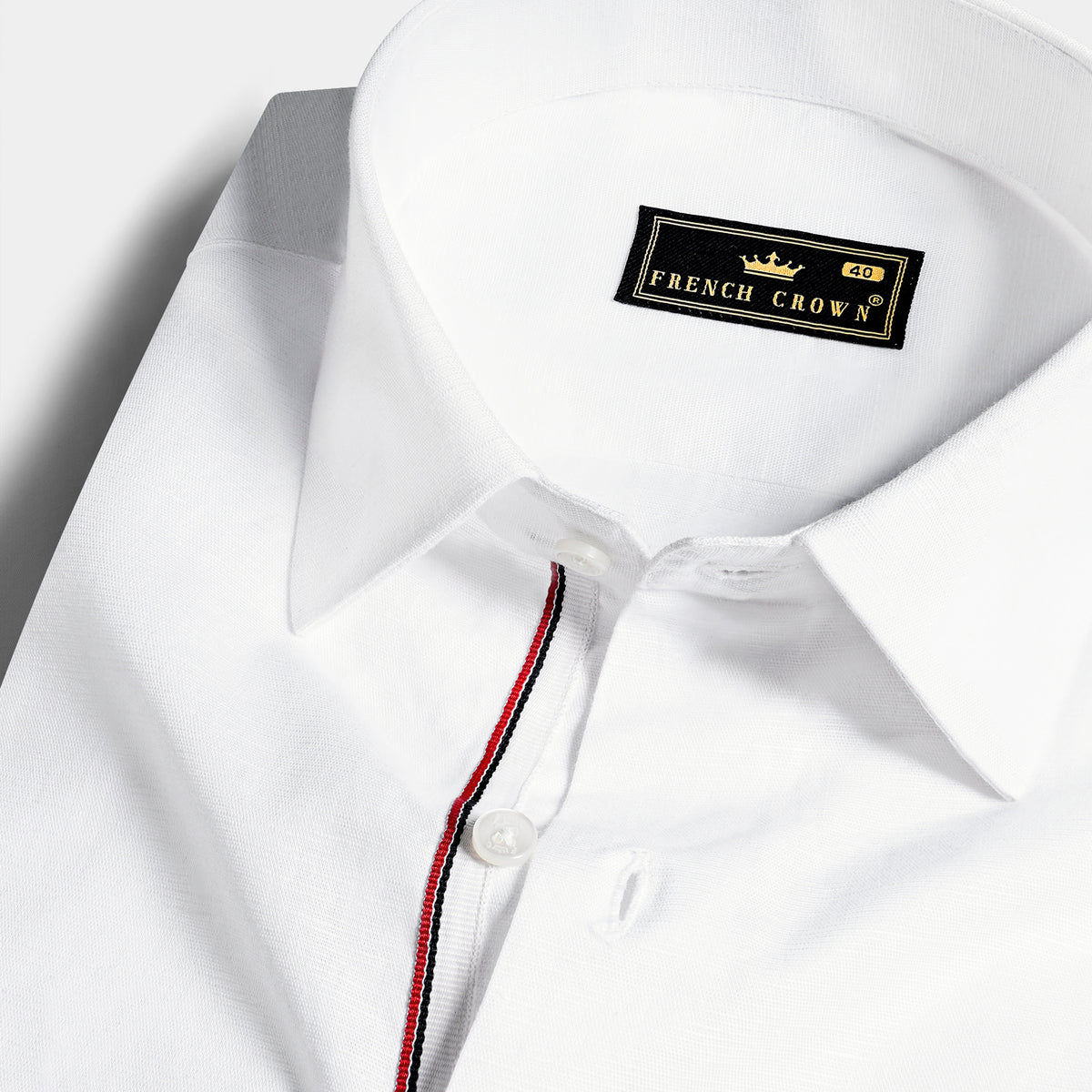 Bright White Detailed Luxurious Italian Linen Shirt
