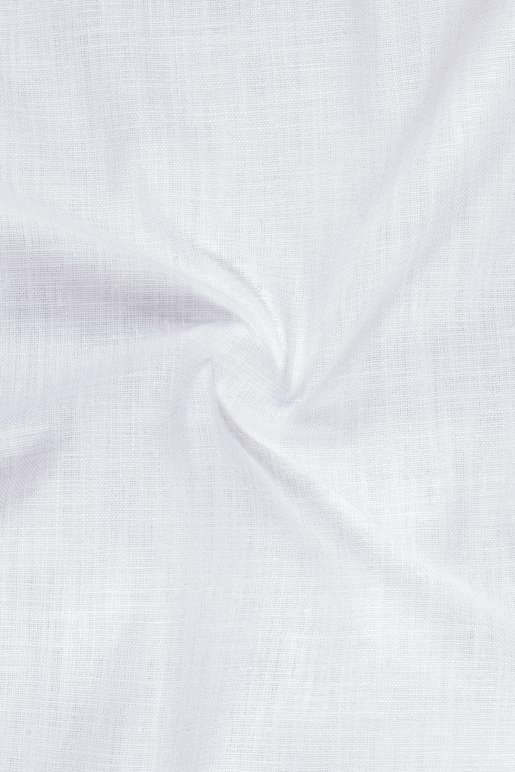 Bright White Detailed Luxurious Italian Linen Shirt