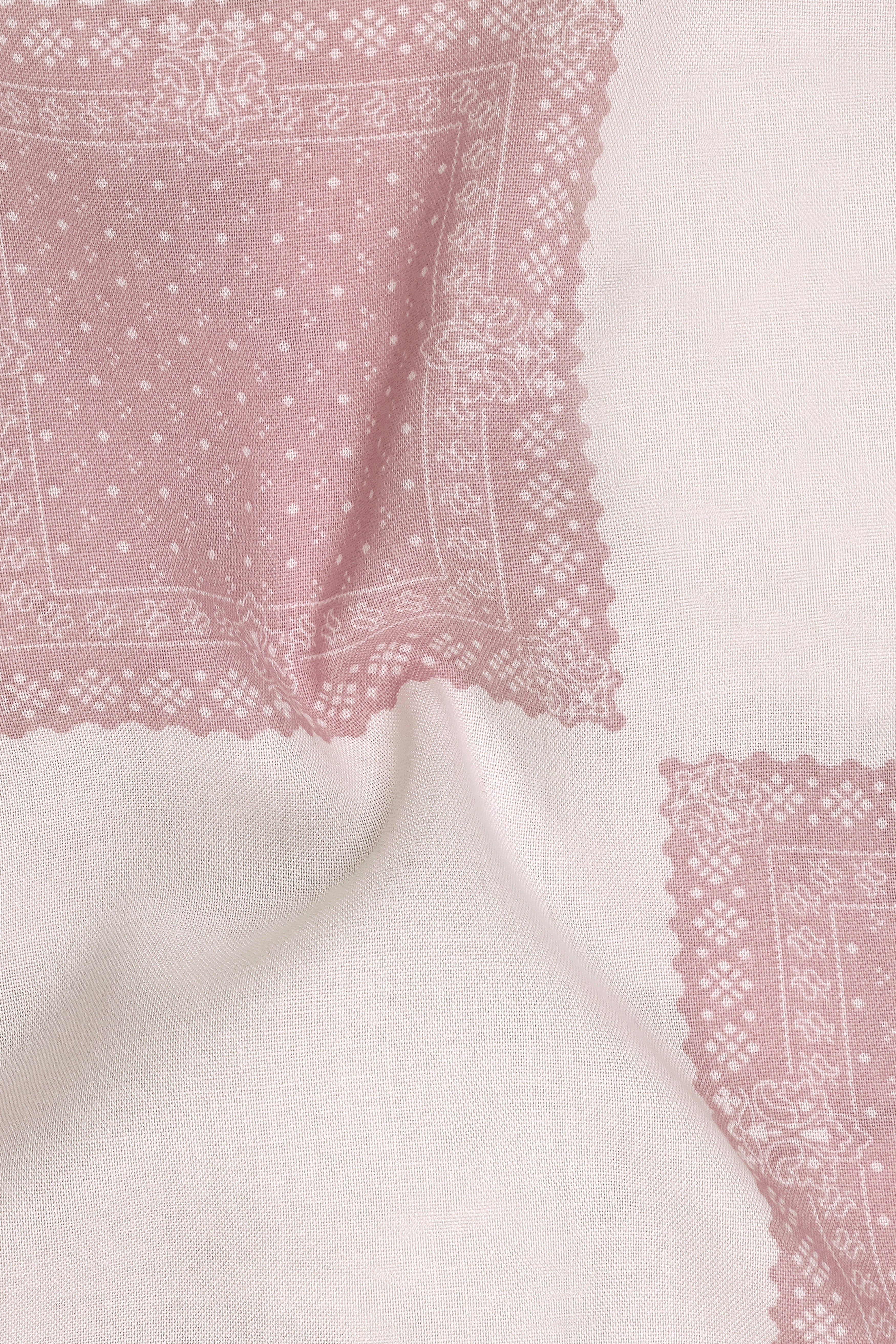 Mercury Off White with Blossom Pink Printed Premium Tencel Shirt