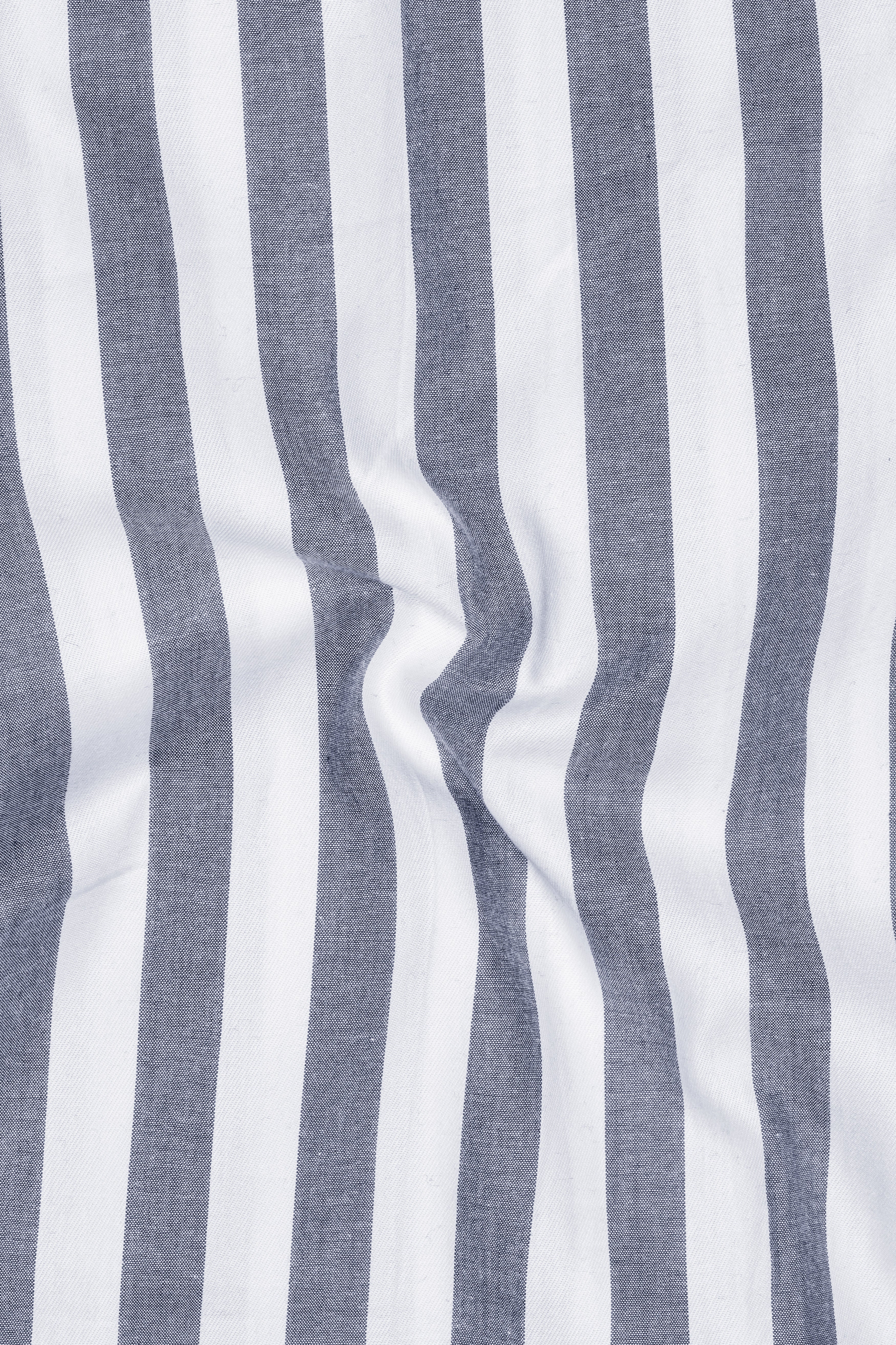 Bright White and Waterloo Gray Striped Premium Cotton Shirt