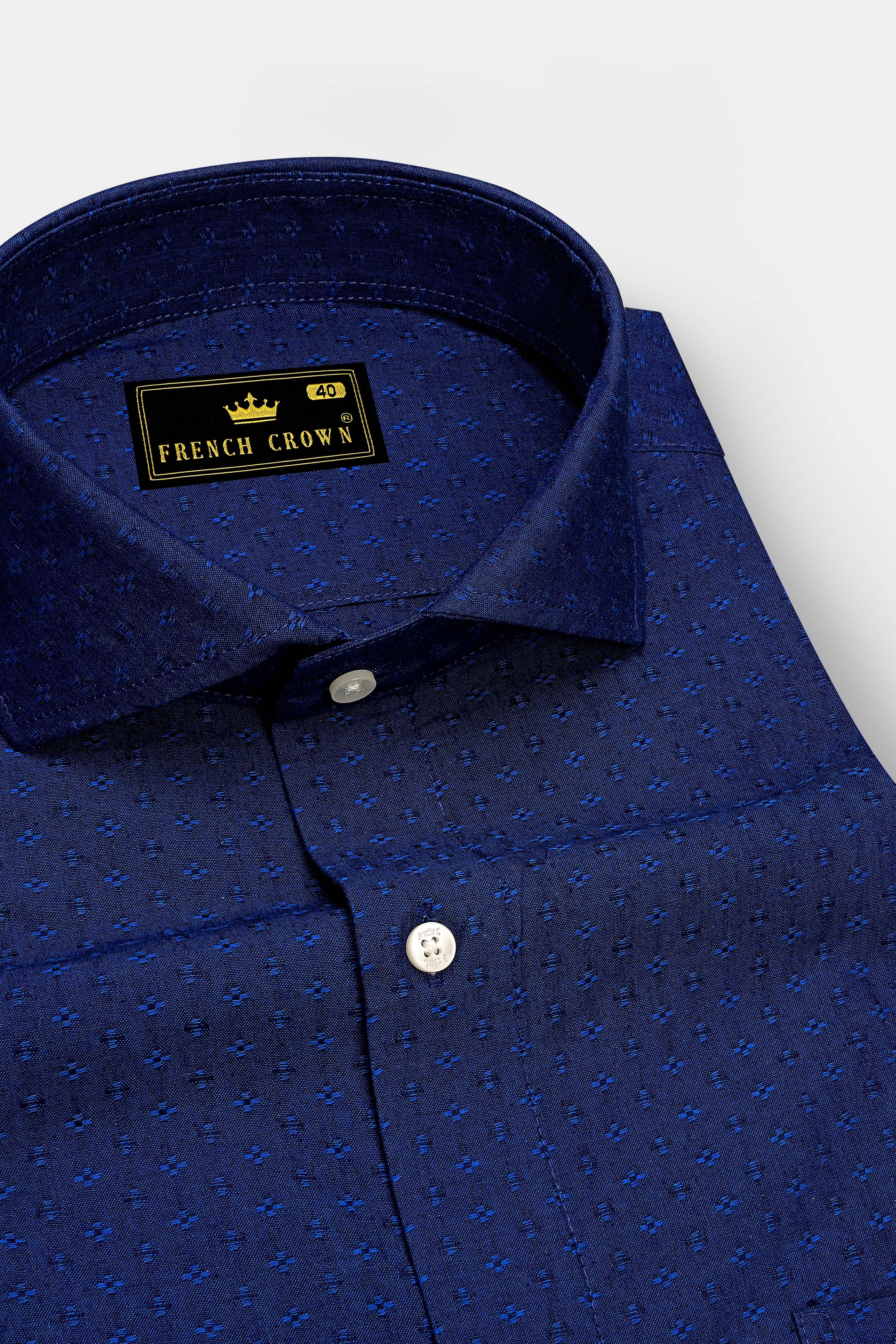 Blue Dobby Textured Premium Giza Cotton Shirt