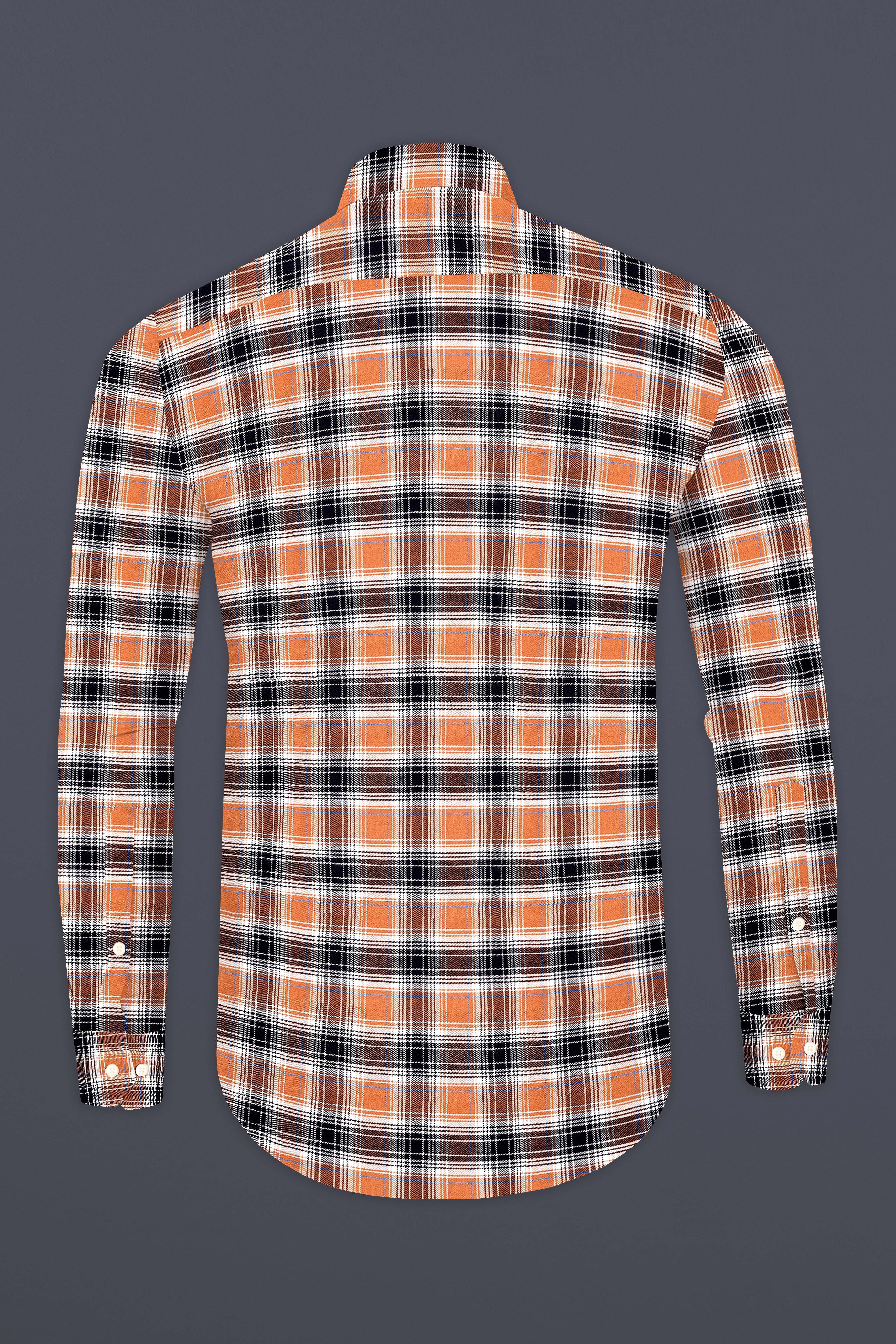 Terra Cotta Brown and Mirage Black Plaid Flannel Shirt