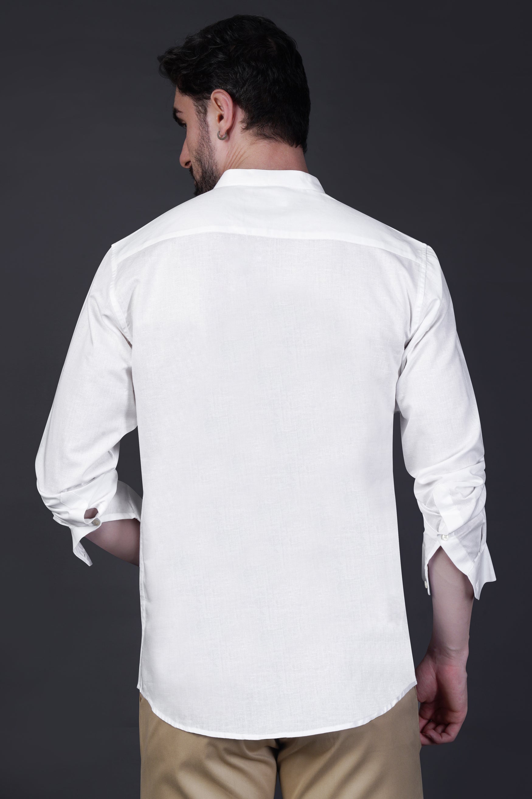 Snow White Formal/Casual Plain-solid Premium Linen Cotton Shirt For Men