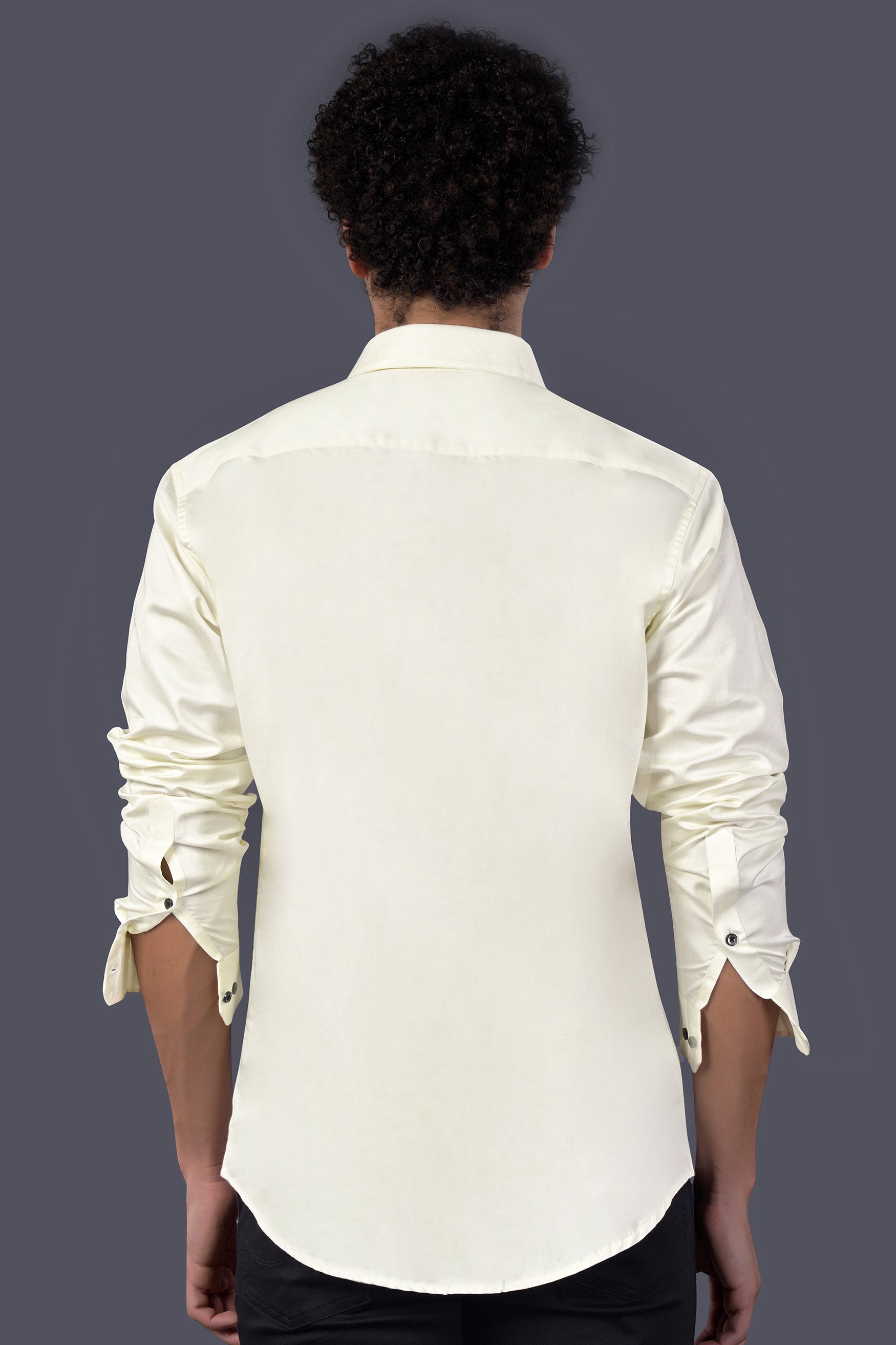 Amour Cream French Crown Elements Embroidered Subtle Sheen Super Soft Premium Cotton Designer Shirt