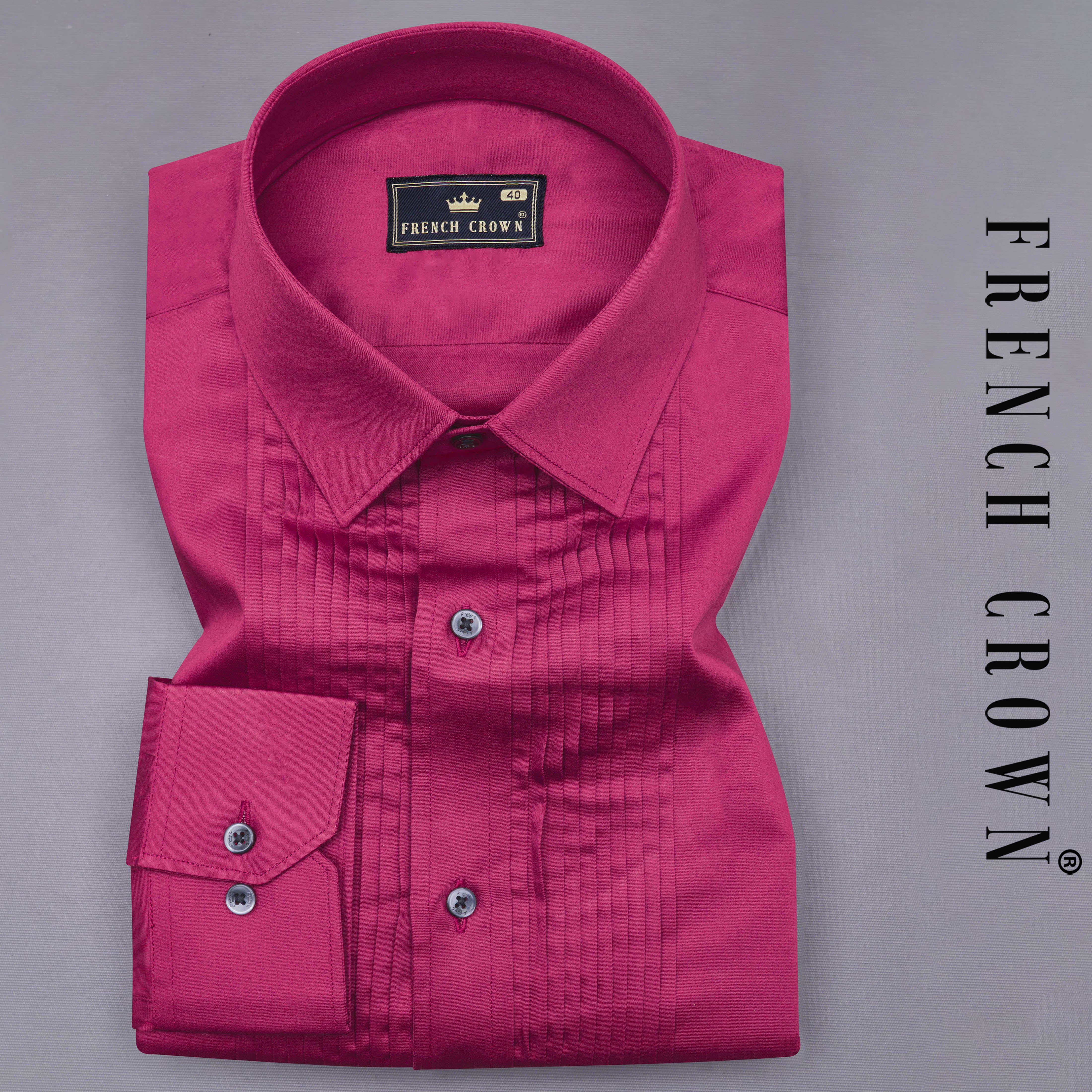 rouge pink snake pleated Formal/Casual Plain-Solid Premium Cotton