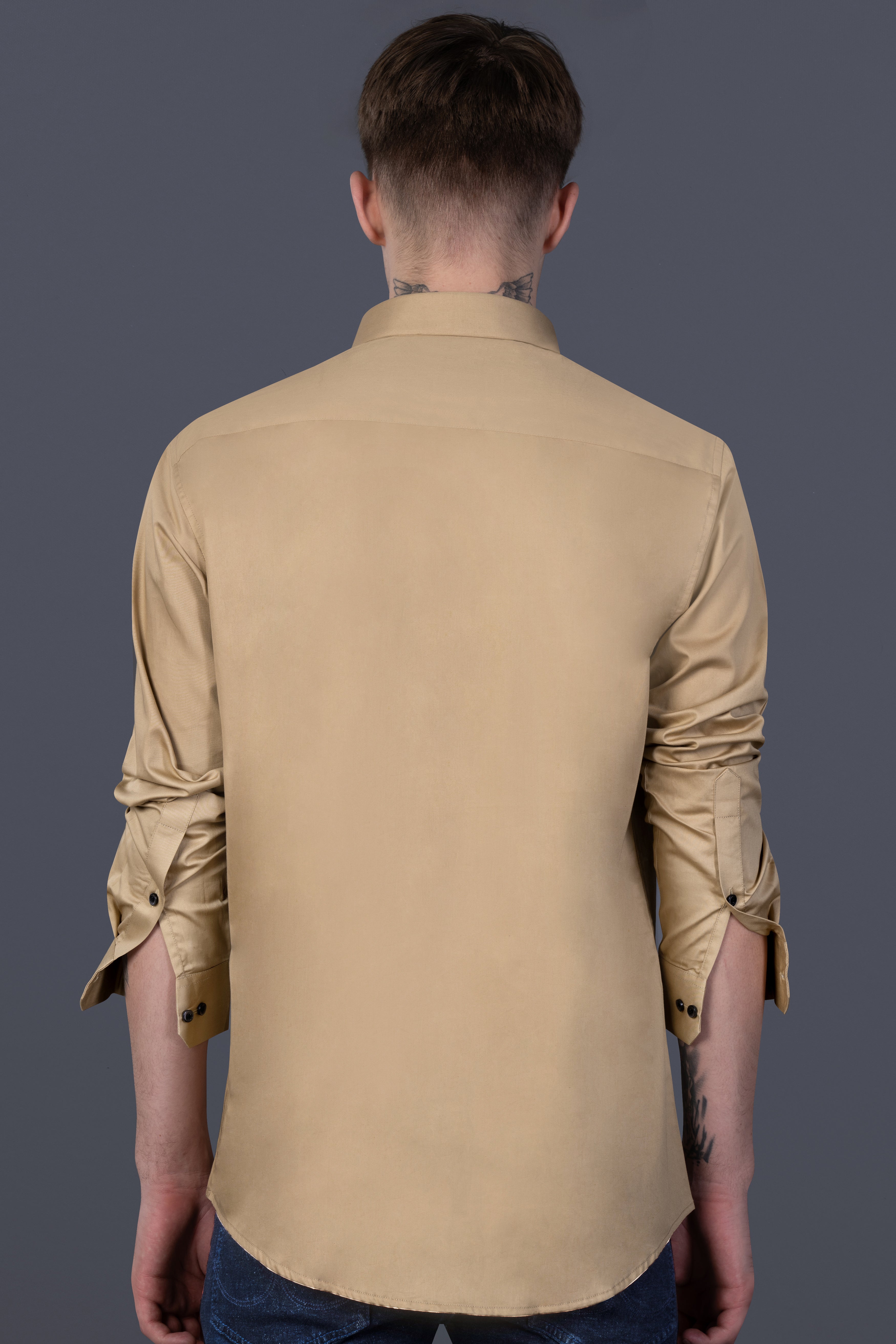 Sorrel Brown Egyptian God Hand Painted Subtle Sheen Super Soft Premium Cotton Designer Shirt